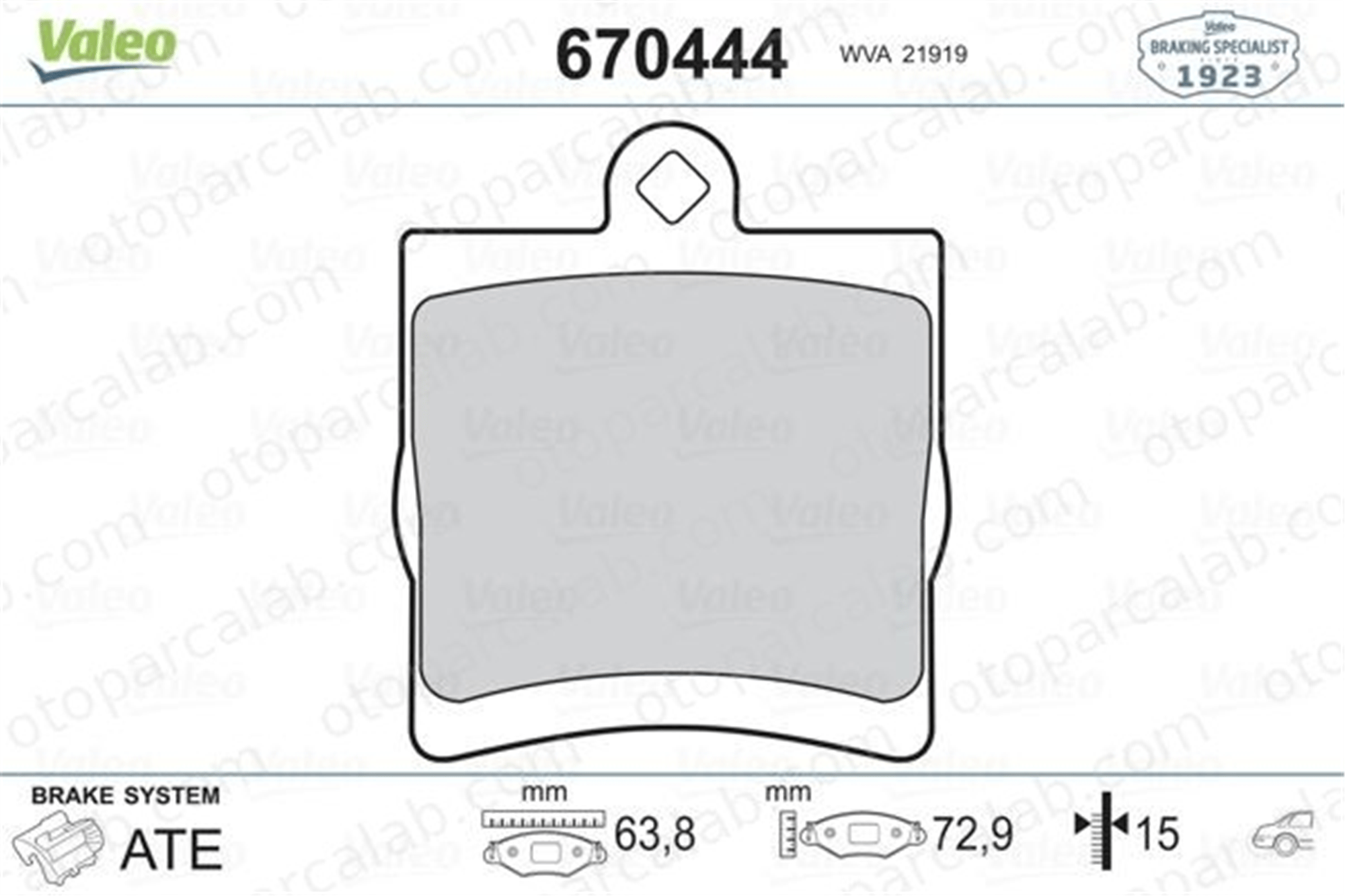 VALEO 670444 Fren Disk Balata Arka MERCEDES-BENZ C-SERISI T-Model C-SERISI A0044209120 5126300AA
