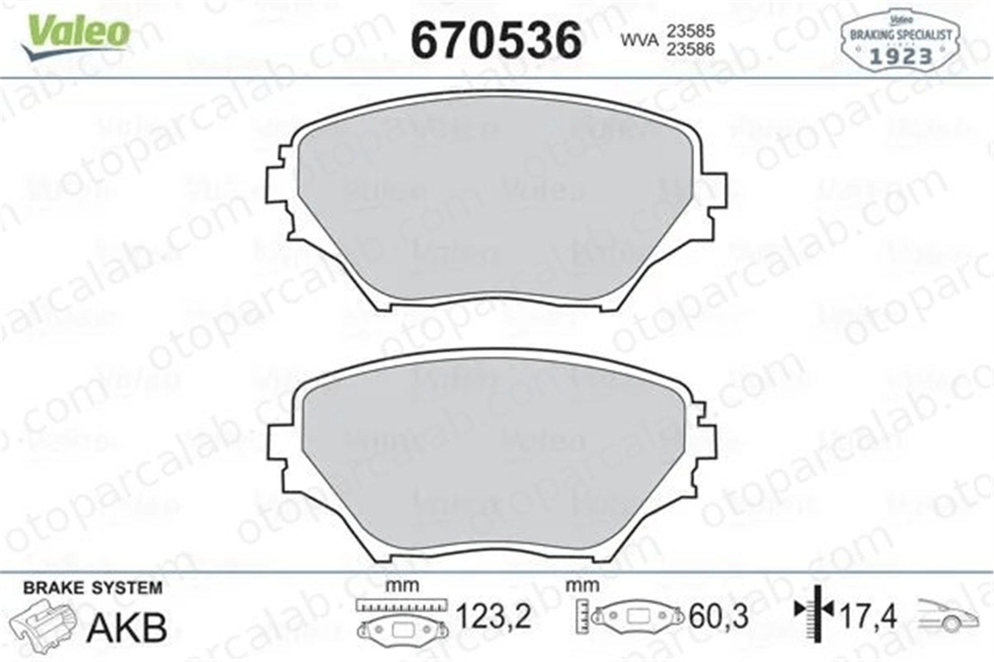 VALEO 670536 Fren Disk Balata Ön TOYOTA COROLLA RAV 4 II 446542070 446542071