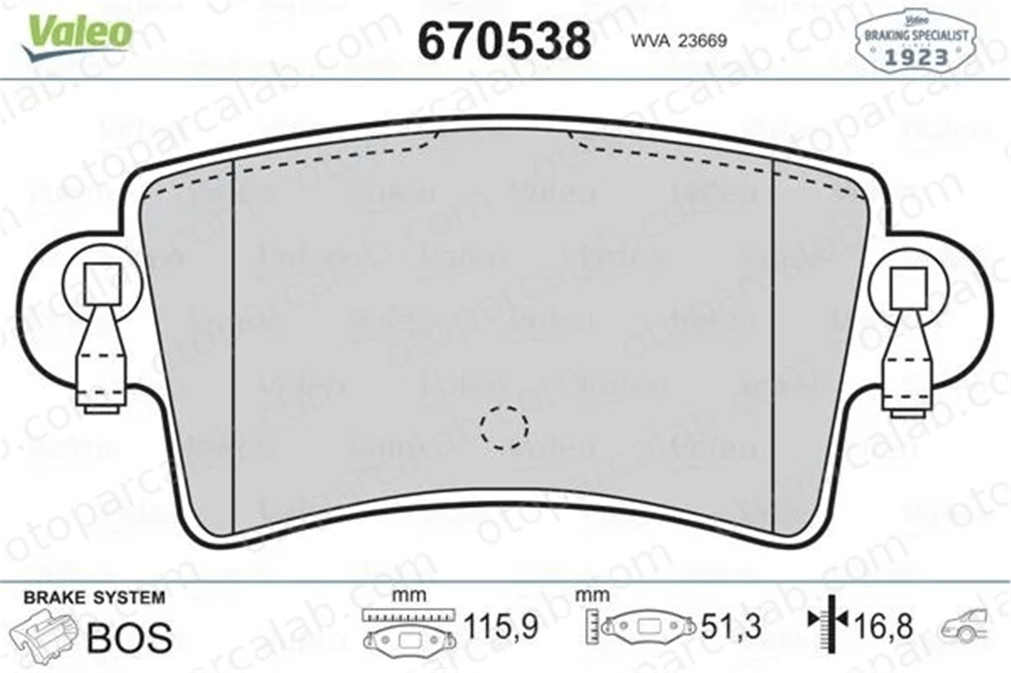 VALEO 670538 Fren Disk Balata Arka OPEL MOVANO A Panelvan/Van RENAULT MASTER II Minibüs/Otobüs 7701206763 4406000QAE