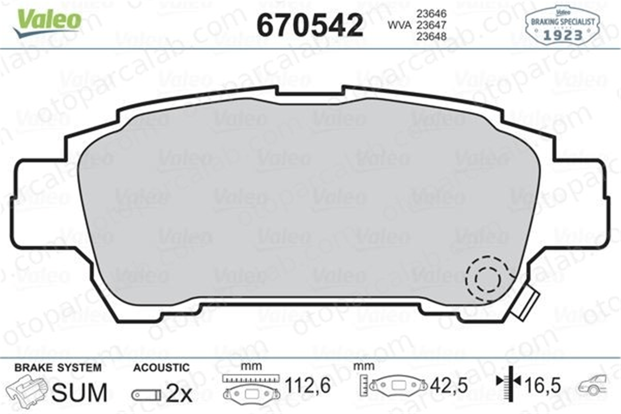 VALEO 670542 Fren Disk Balata Arka TOYOTA AVENSIS VERSO PREVIA II 446628040 446628070