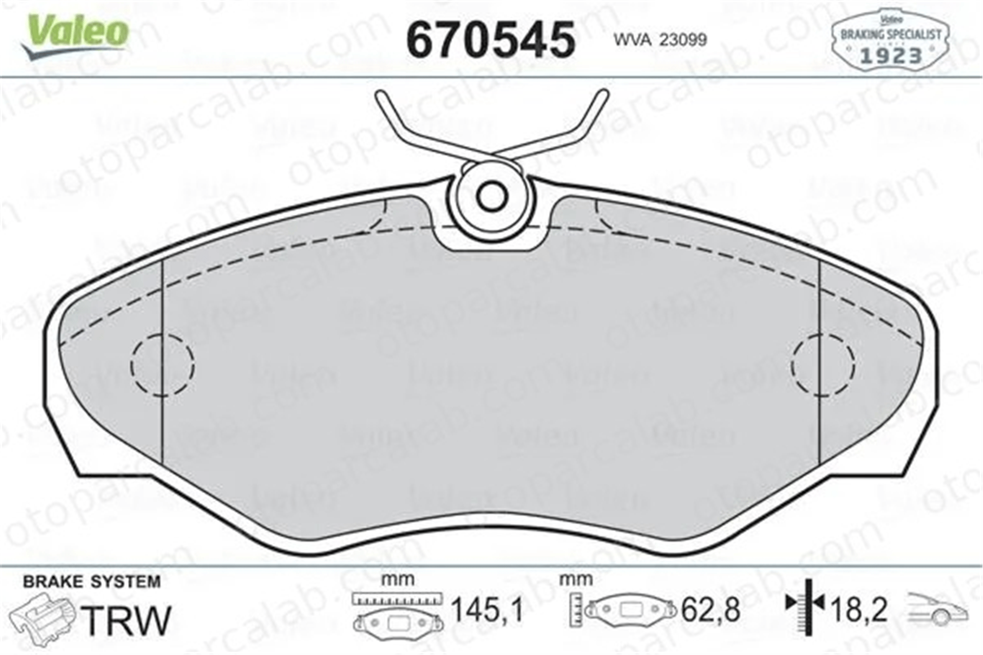 VALEO 670545 Fren Disk Balata Ön RENAULT TRAFIC II Panelvan/Van OPEL VIVARO A Minibüs/Otobüs 6025371279 4106000Q1F