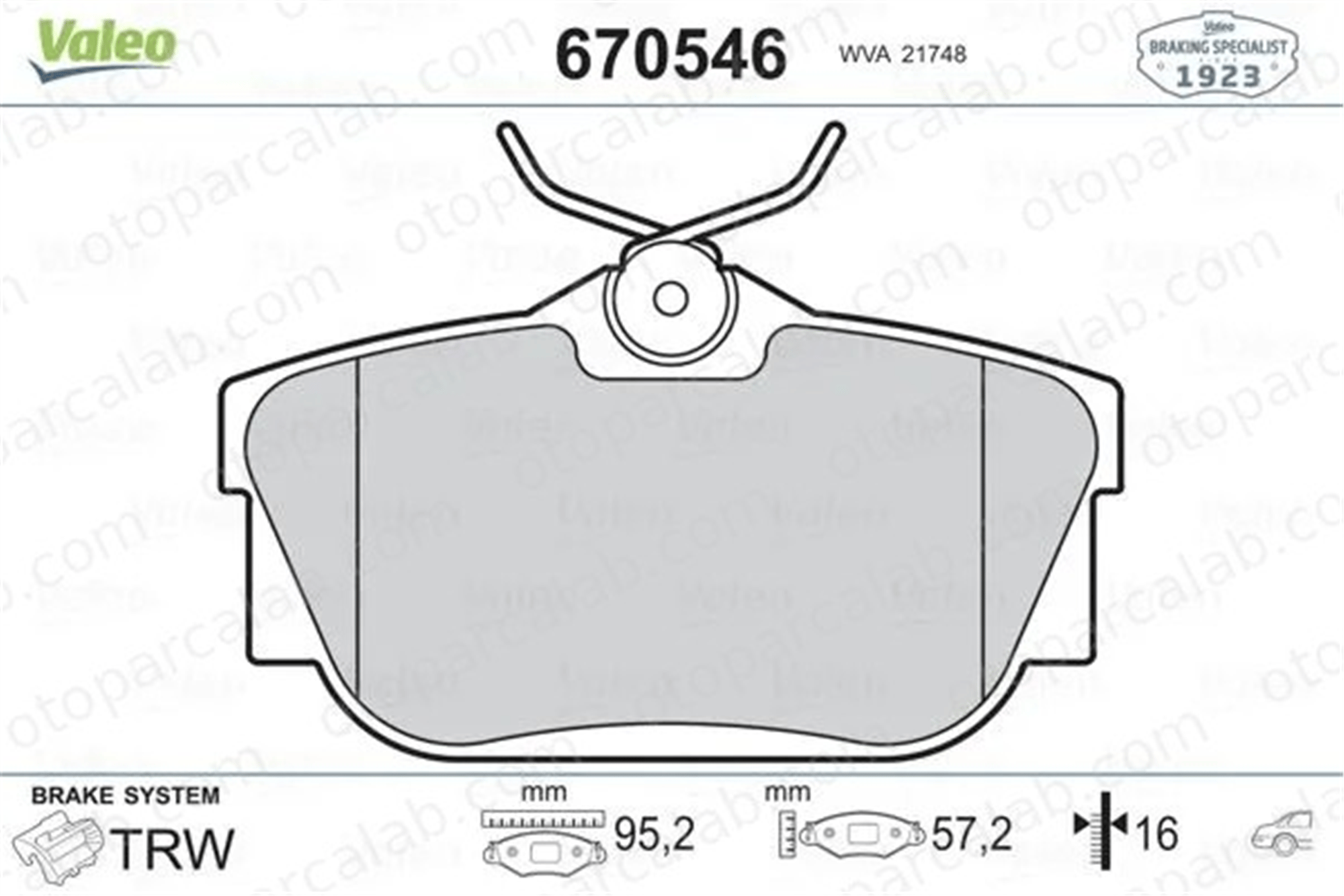 VALEO 670546 Fren Disk Balata Arka RENAULT TRAFIC III Minibüs/Otobüs TRAFIC II Panelvan/Van 7701054772 6000620052