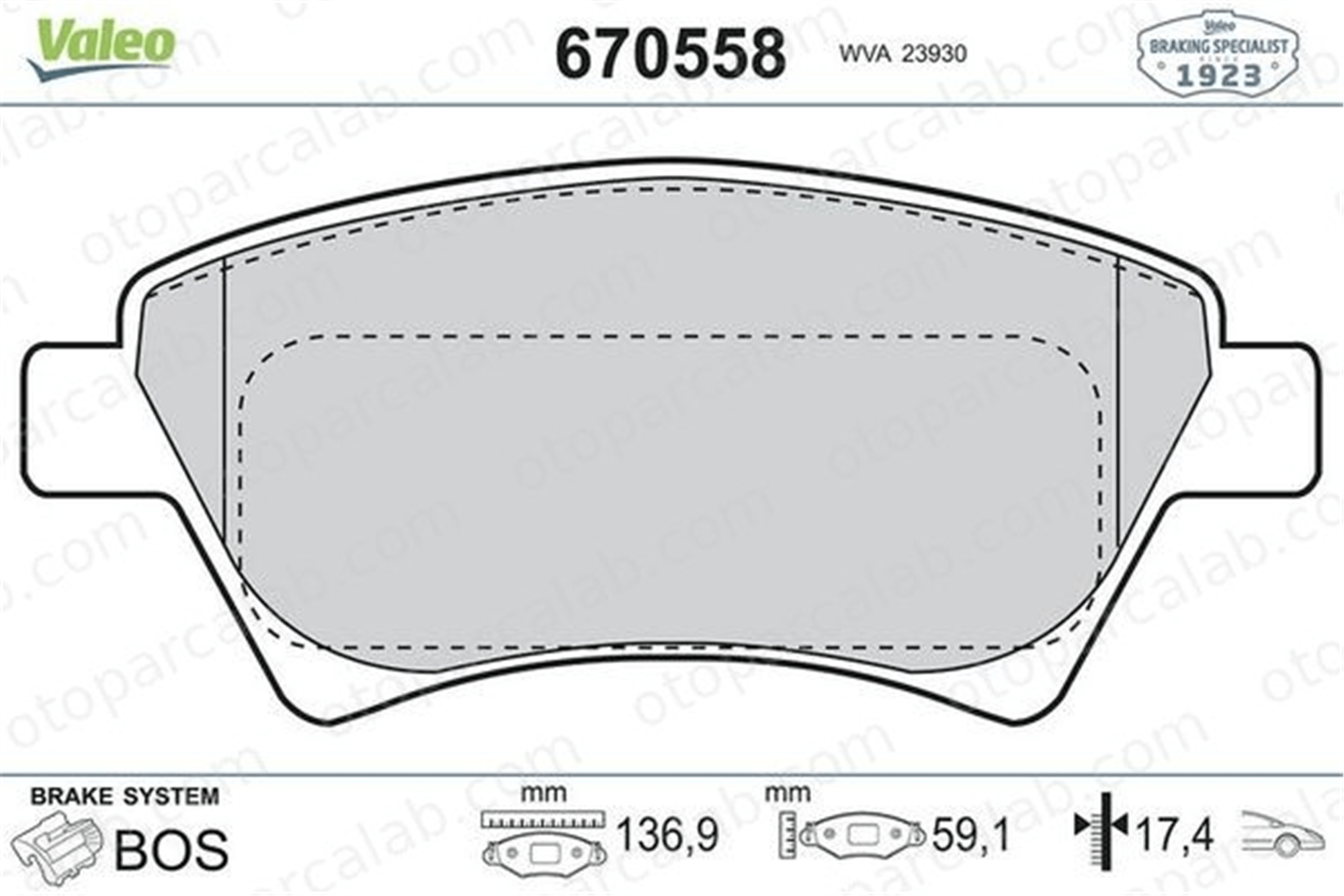 VALEO 670558 Fren Disk Balata Ön RENAULT MEGANE II MEGANE II Station wagon 7701208122 7701207672
