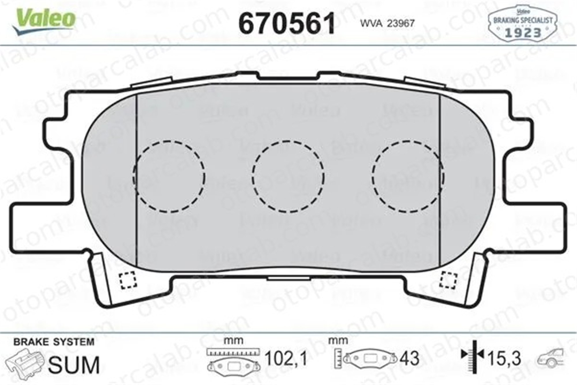 VALEO 670561 Fren Disk Balata Arka LEXUS RX 446648090 446648030