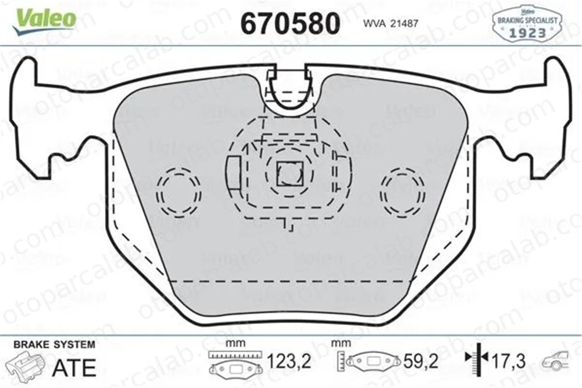 VALEO 670580 Fren Disk Balata Arka BMW X3 7 34216761248 34216761240