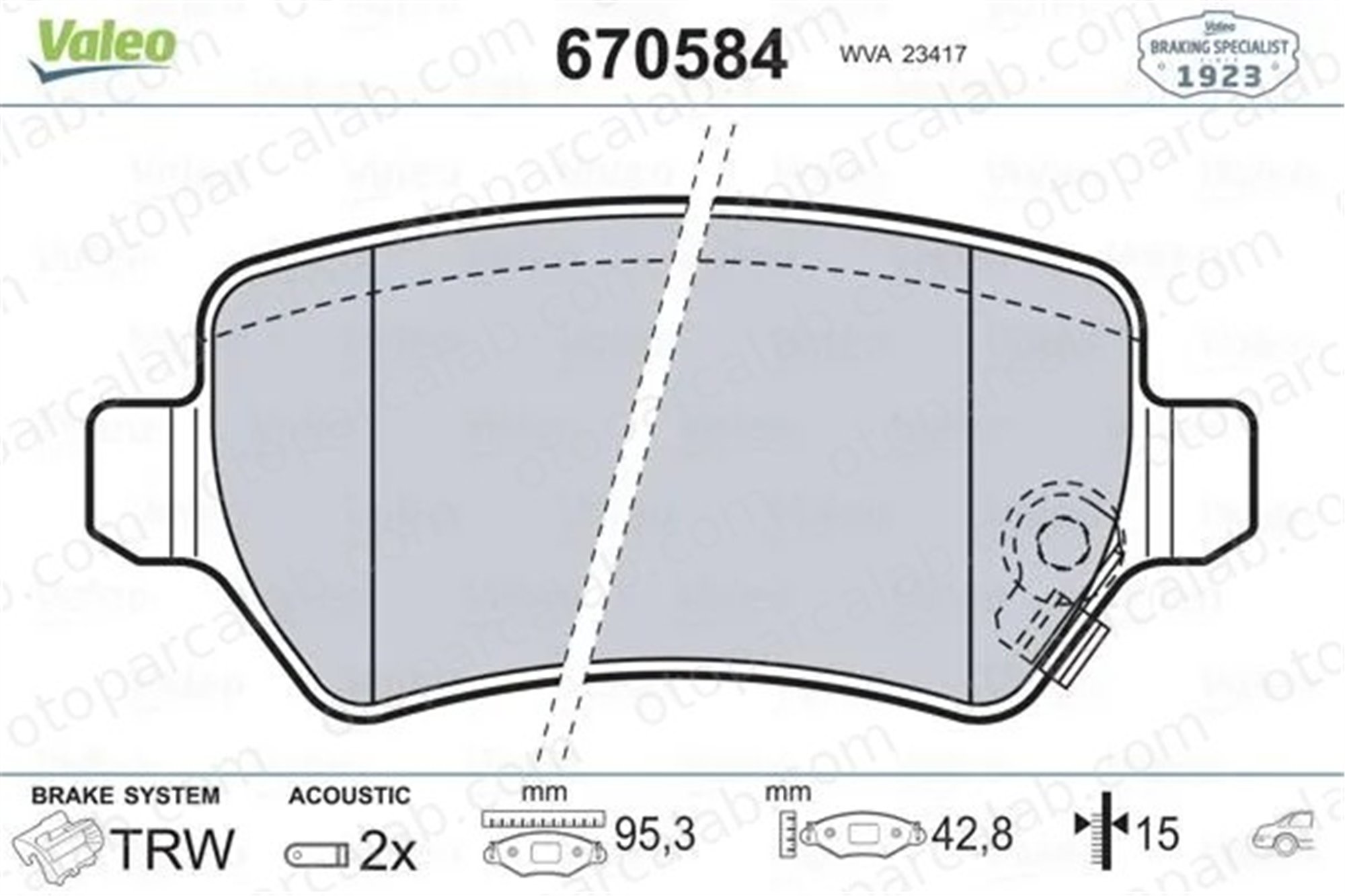 VALEO 670584 Fren Disk Balata Arka OPEL ASTRA G Station wagon ASTRA H Station wagon 1605995 583021PA30