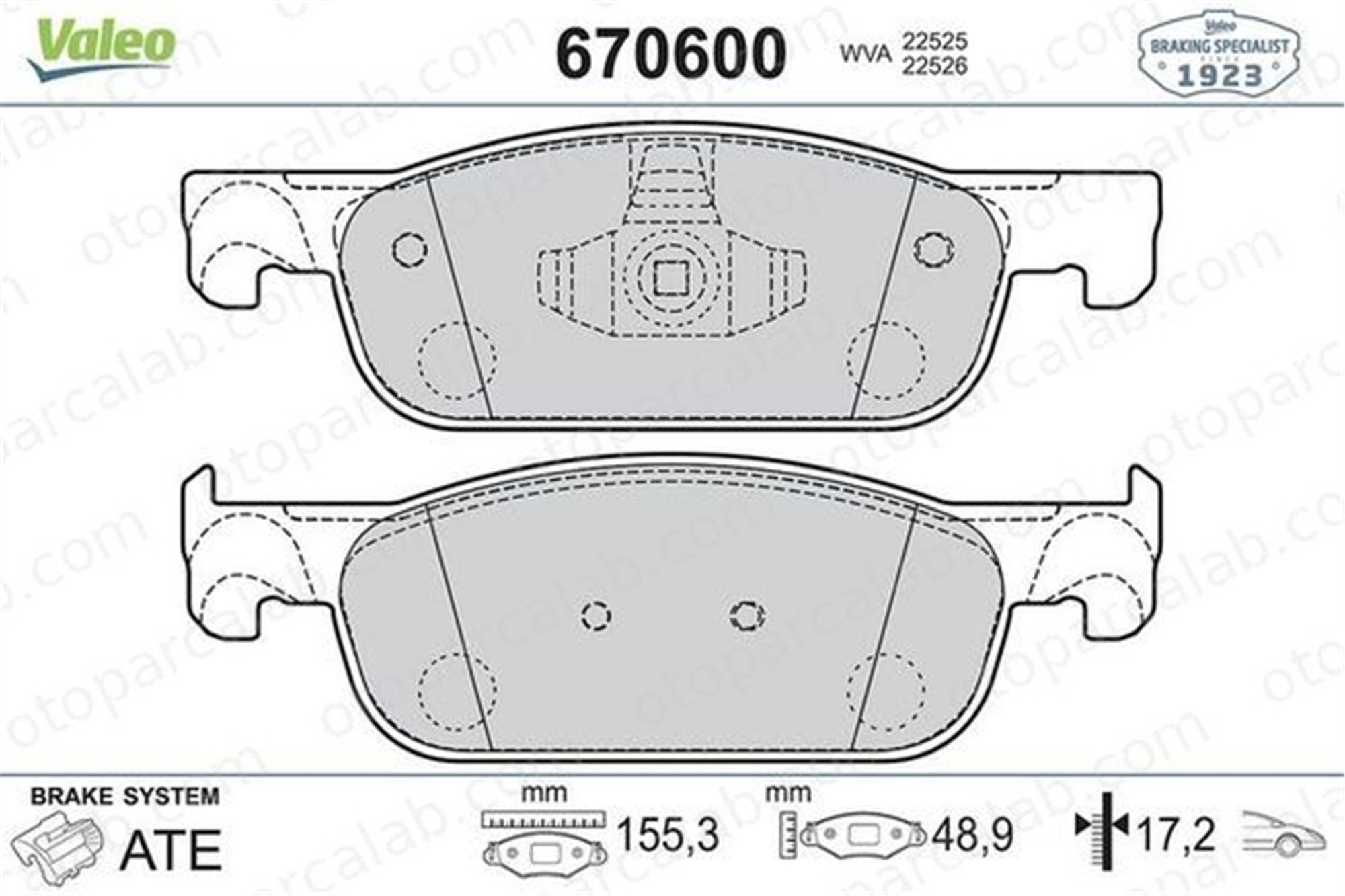 VALEO 670600 Fren Disk Balata Ön DACIA LOGAN II LOGAN MCV II 410604682R 410605536R