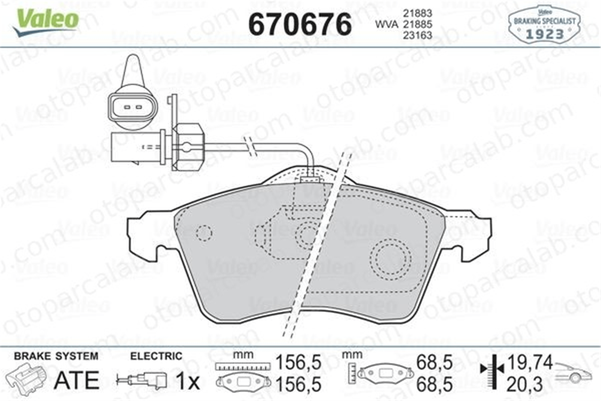 VALEO 670676 Fren Disk Balata Ön VW TRANSPORTER T4 Minibüs/Otobüs TRANSPORTER T4 Panelvan/Van 7D0698151F 7D0698151D