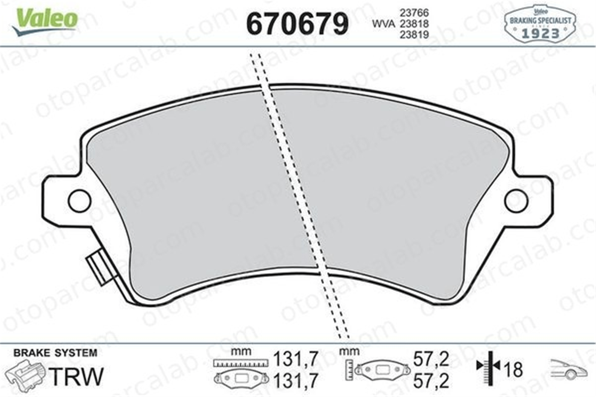 VALEO 670679 Fren Disk Balata Ön TOYOTA COROLLA COROLLA Sedan 446502061 446502130