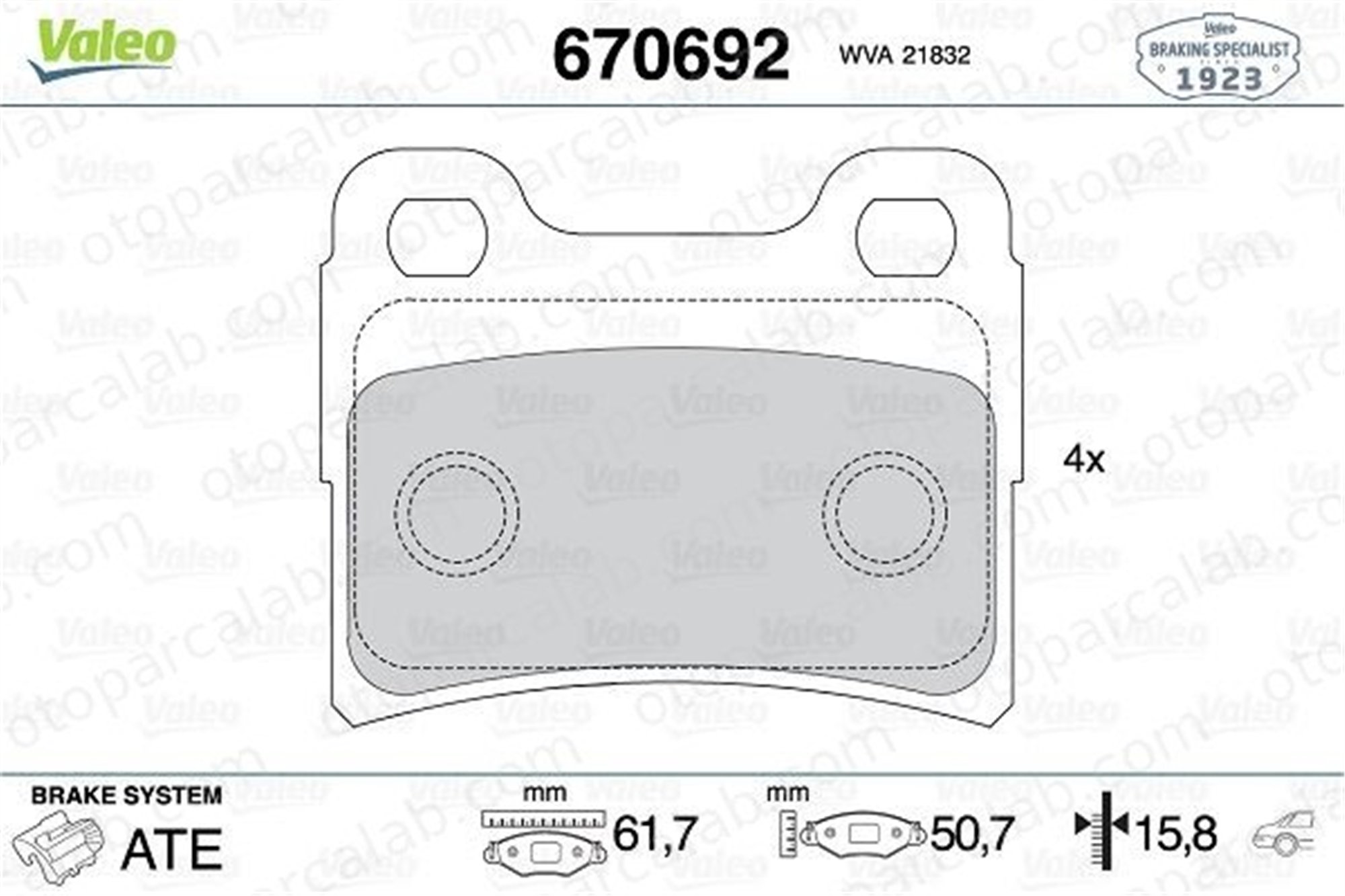 VALEO 670692 Fren Disk Balata Arka FORD ESCORT VI ESCORT V 6500959 7114005