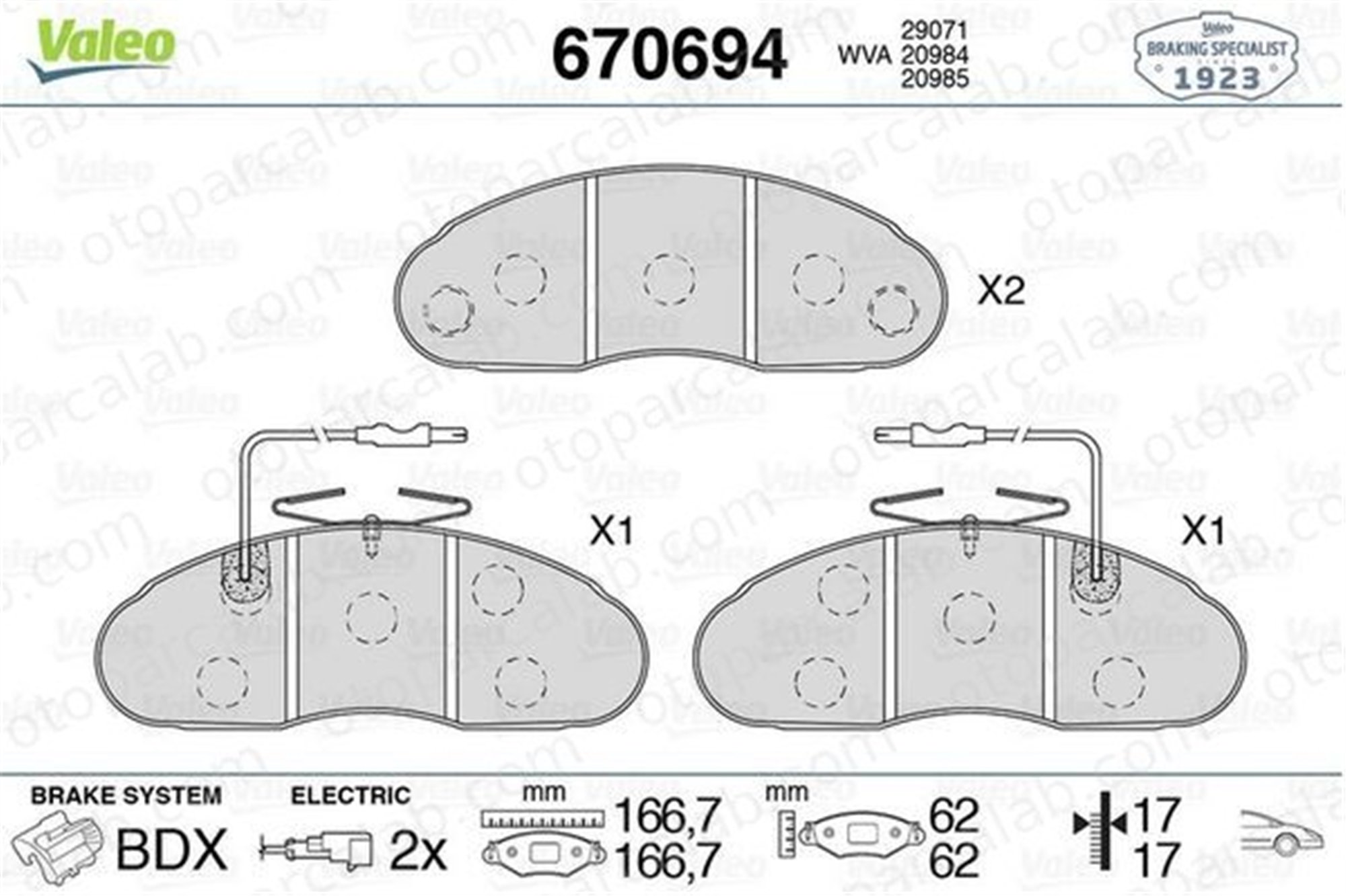 VALEO 670694 Fren Disk Balata Ön RENAULT TRUCKS MESSENGER Platform şasi MESSENGER Panelvan/Van 670694 7701203895