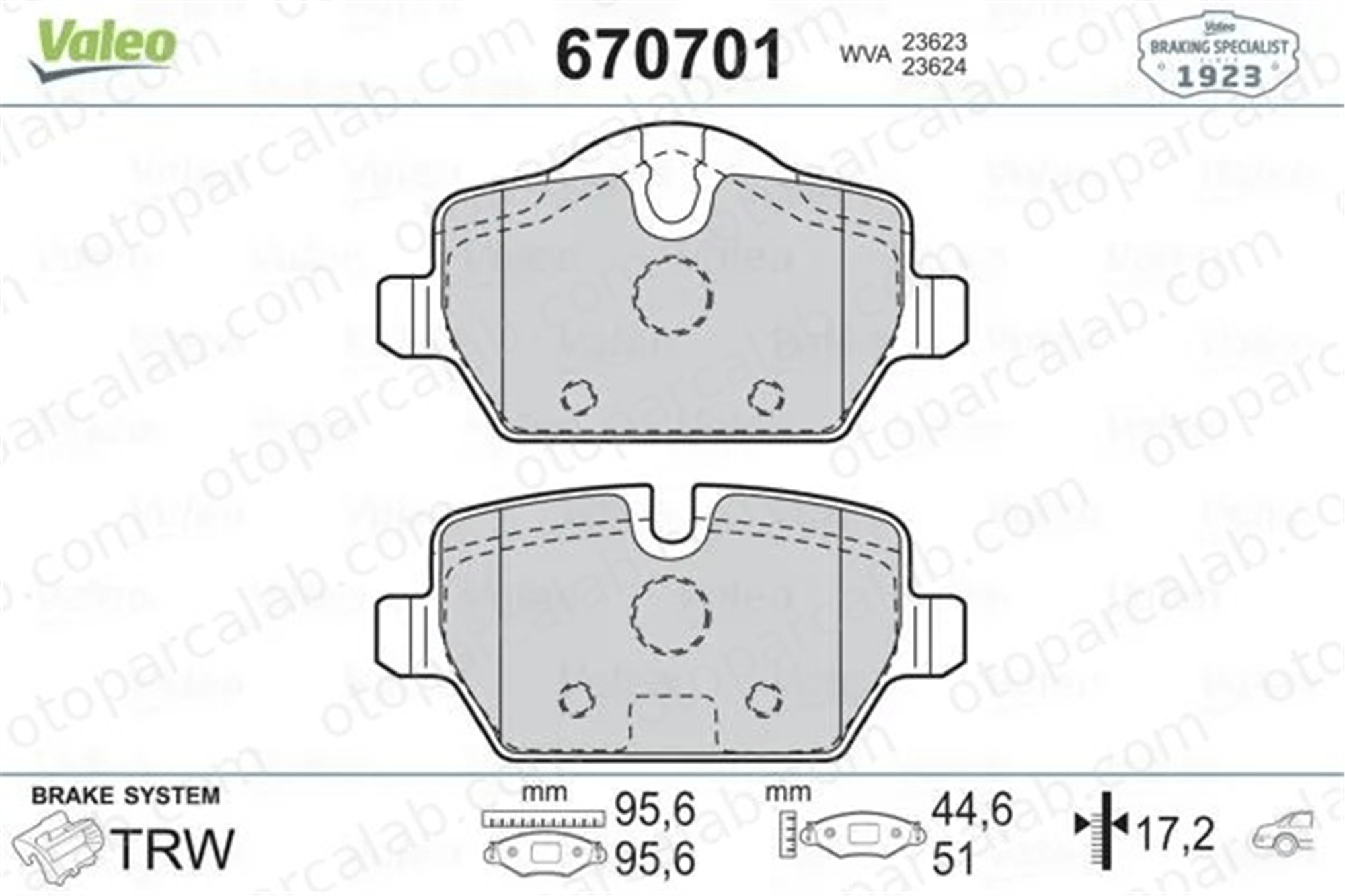 VALEO 670701 Fren Disk Balata Arka BMW 1 MINI MINI COUNTRYMAN 34216788183 2288889