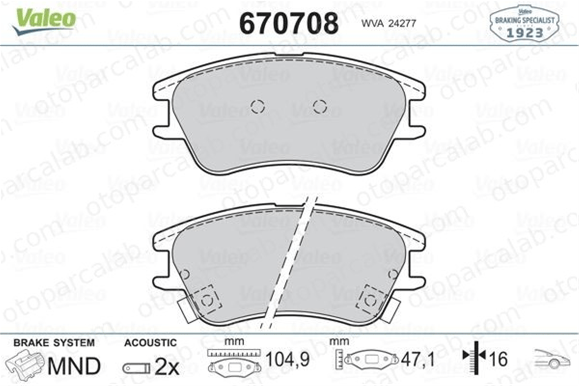 VALEO 670708 Fren Disk Balata Ön HYUNDAI ATOS 5810105A10 5810102A10