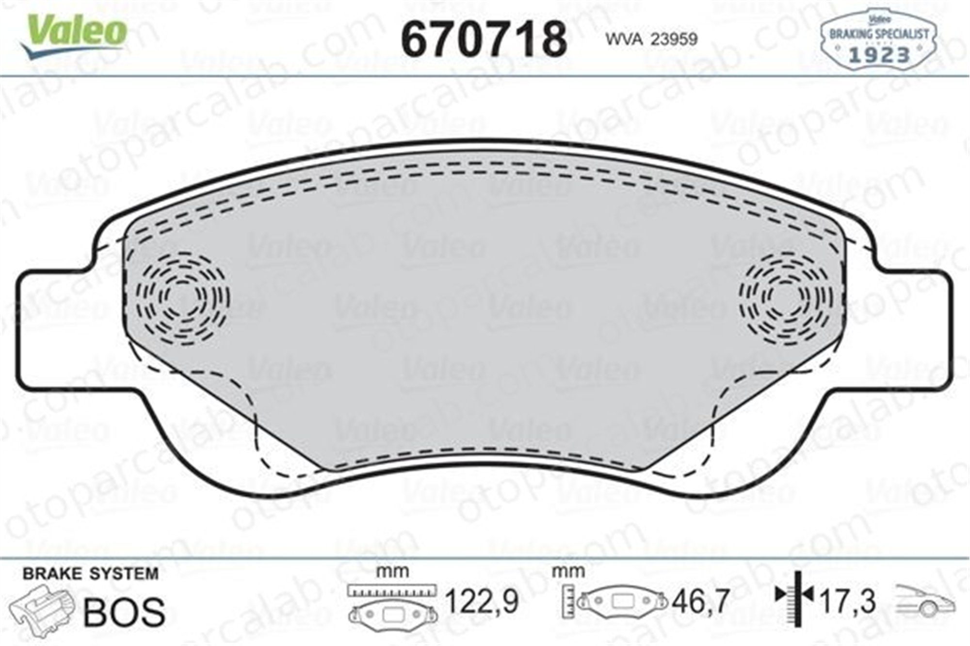 VALEO 670718 Fren Disk Balata Ön TOYOTA AYGO CITROËN C1 II 1613819980 1611456980