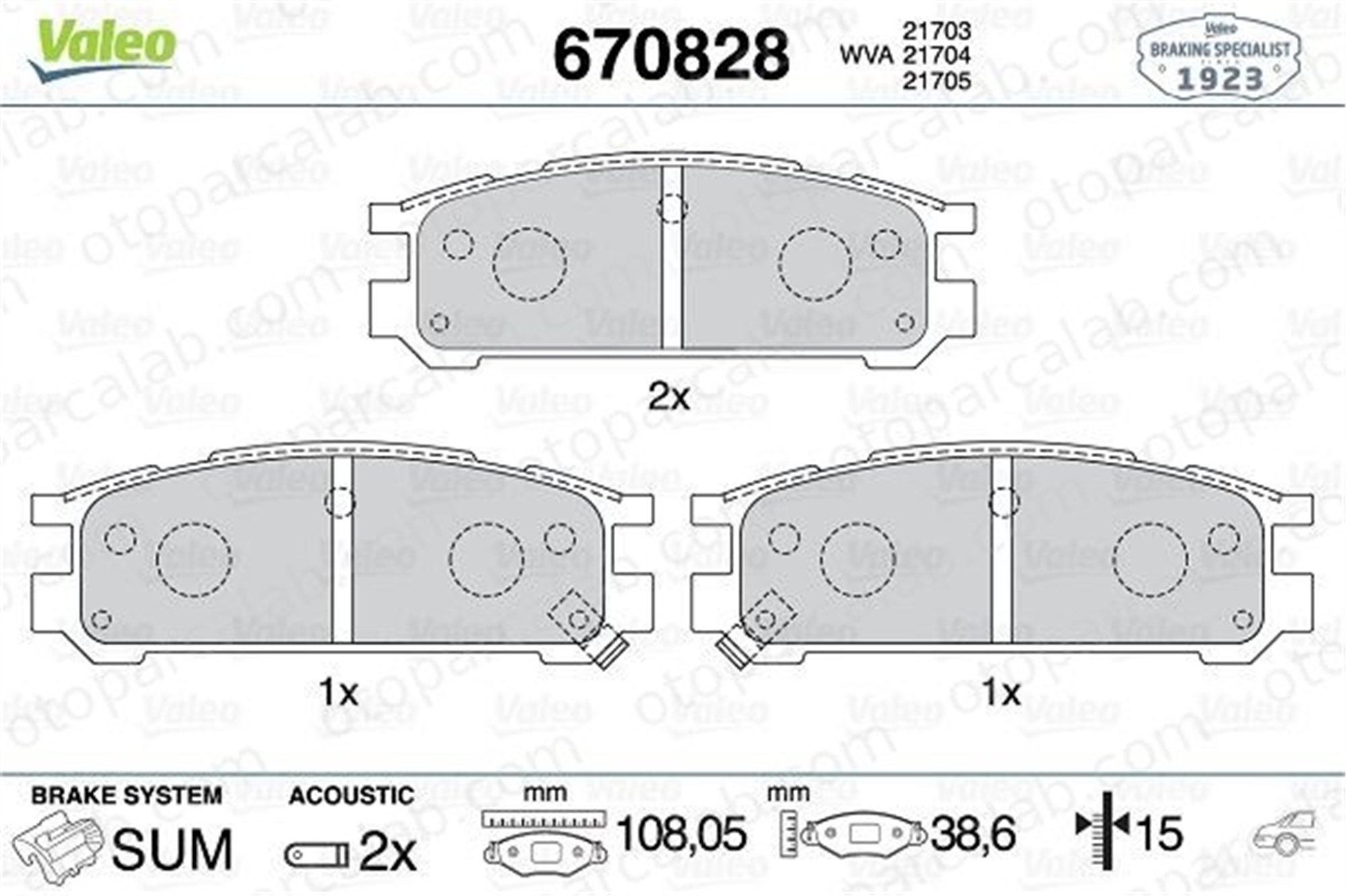 VALEO 670828 Fren Disk Balata Arka SUBARU IMPREZA Station wagon LEGACY I 26296AA060 26296AA061
