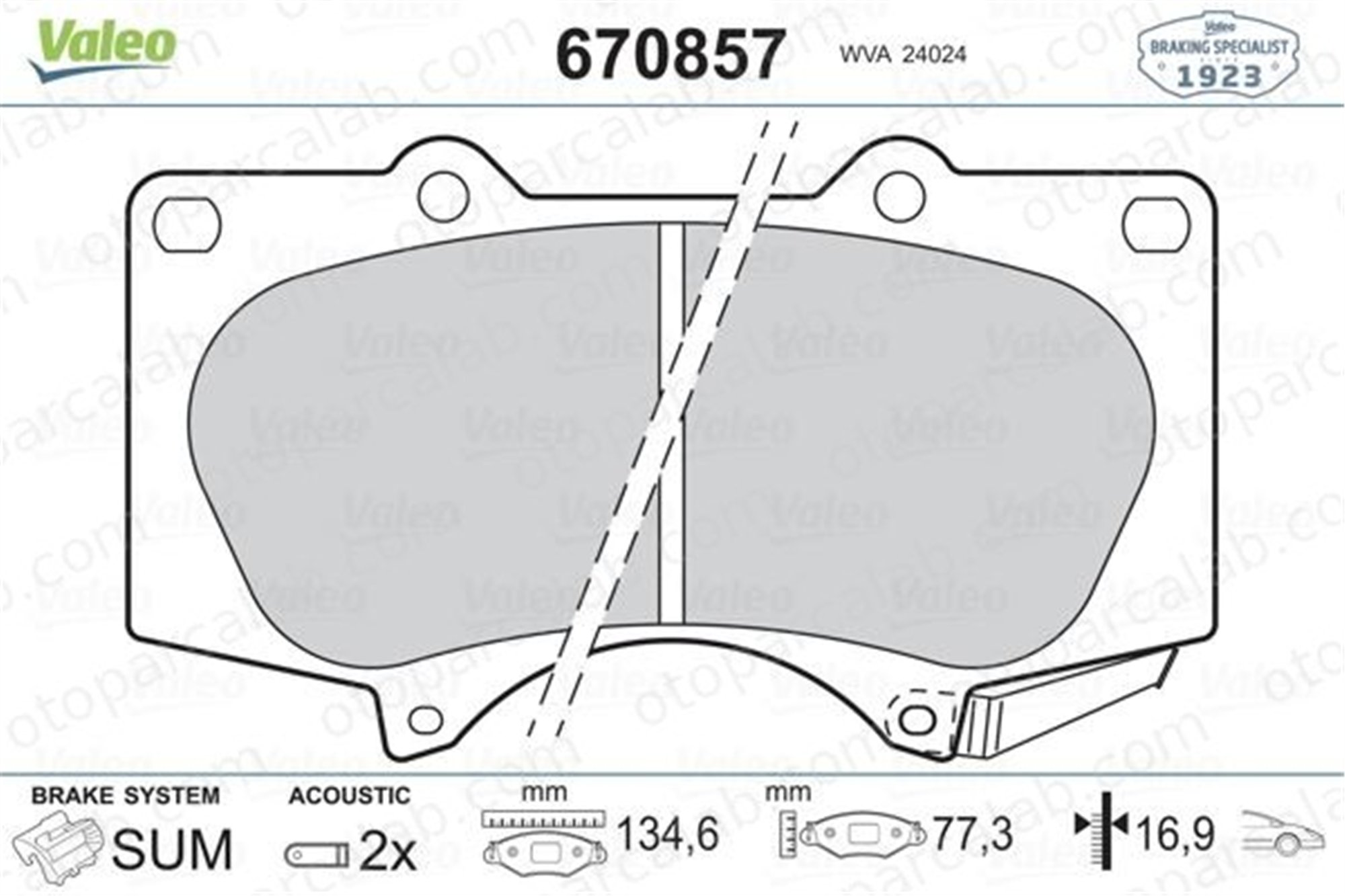 VALEO 670857 Fren Disk Balata Ön TOYOTA LAND CRUISER PRADO HILUX VIII Pick-up 446535290 04465-35290