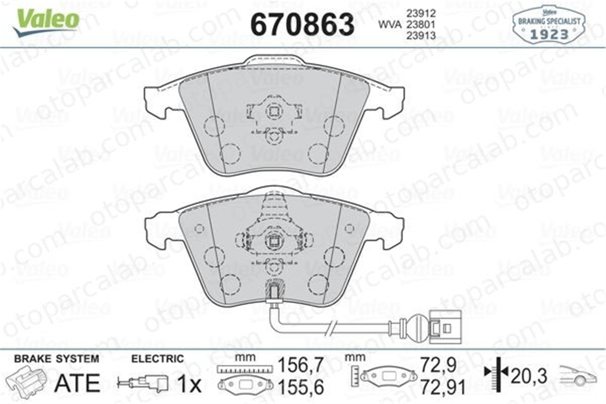 VALEO 670863 Fren Disk Balata Ön AUDI A3 A3 Sportback 1K0615105DF 1K0698151B
