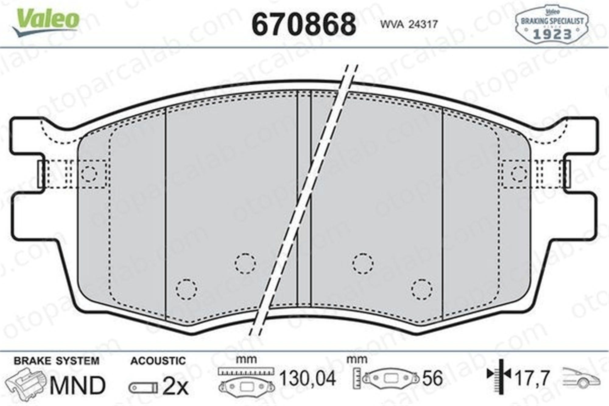 VALEO 670868 Fren Disk Balata Ön KIA RIO II RIO II Sedan 581011JA60 581011GE00