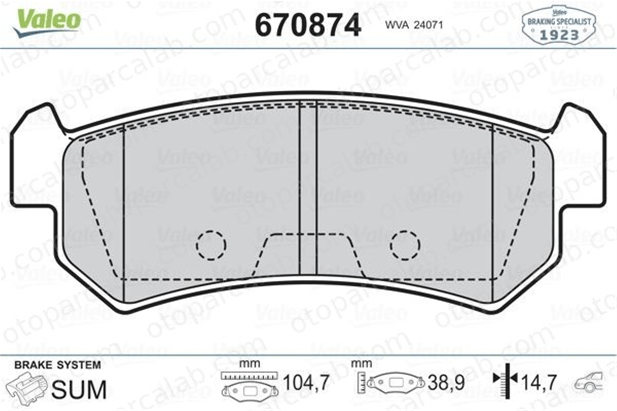 VALEO 670874 Fren Disk Balata Arka CHEVROLET LACETTI NUBIRA Sedan 96405131 5550085Z00