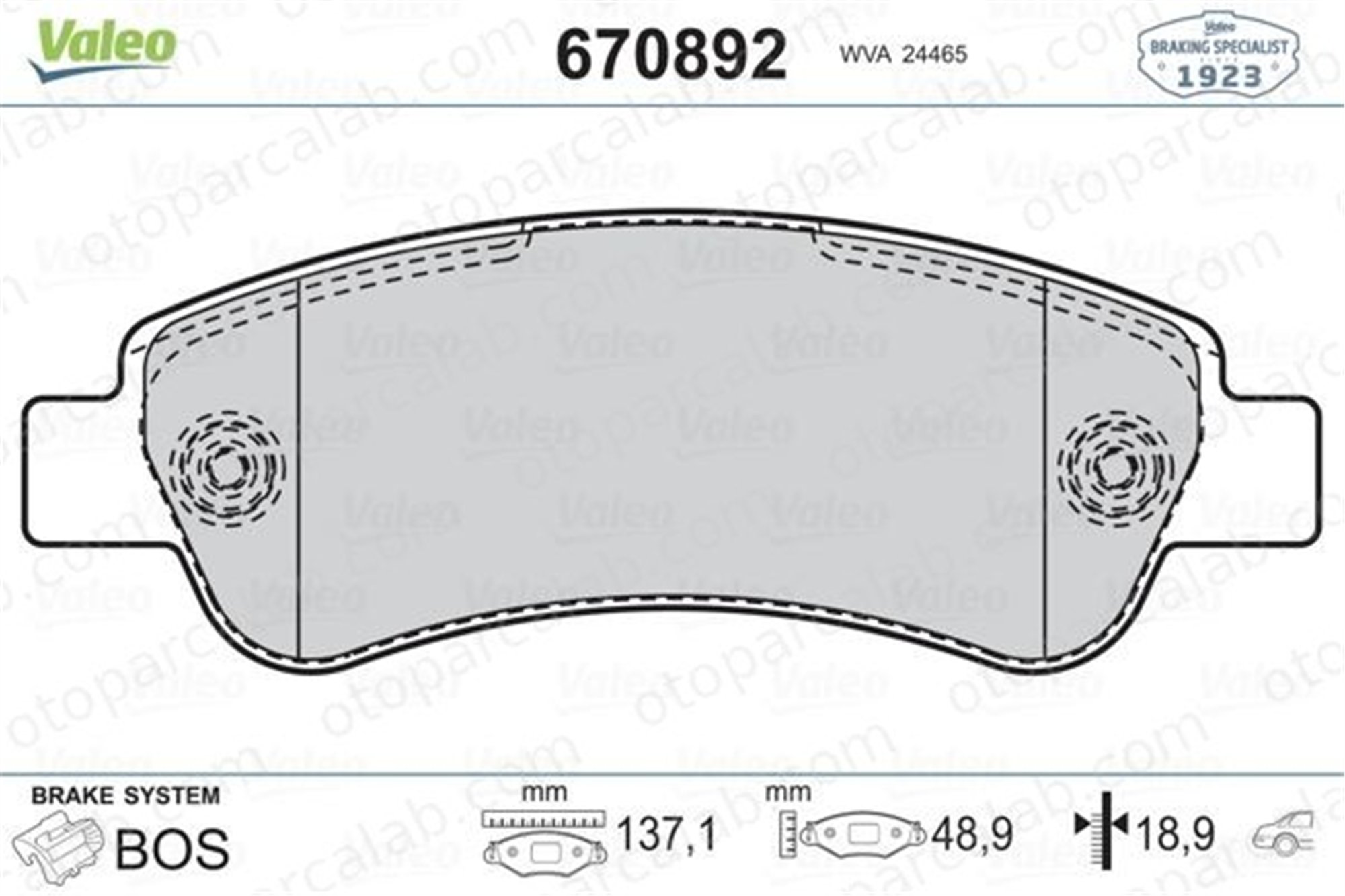 VALEO 670892 Fren Disk Balata Arka FIAT DUCATO Panelvan/Van DUCATO Minibüs/Otobüs 77364016 1611140880