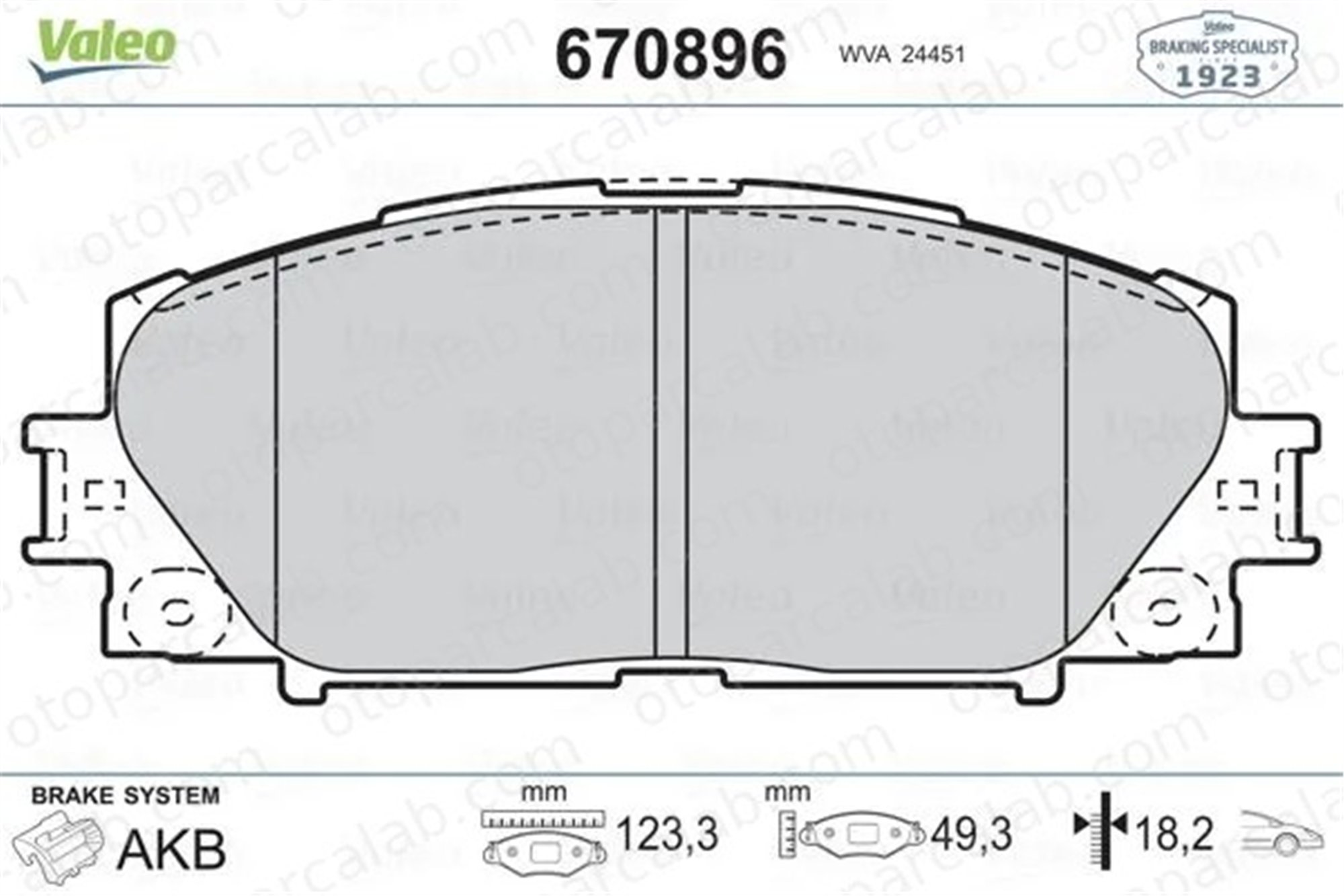 VALEO 670896 Fren Disk Balata Ön TOYOTA YARIS PRIUS 446552200 446552260