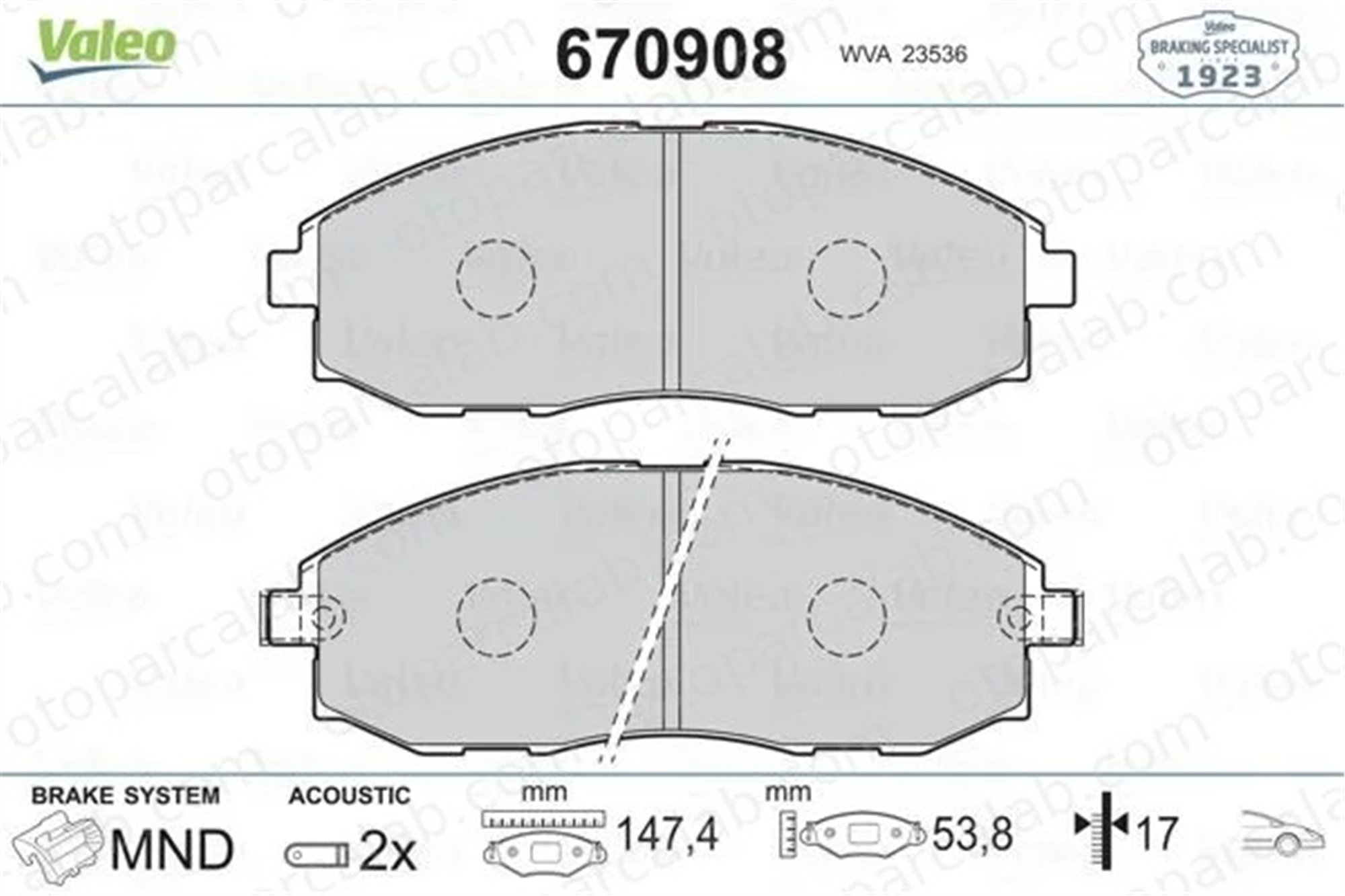 VALEO 670908 Fren Disk Balata Ön HYUNDAI H-1 / STAREX Minibüs/Otobüs H100 Platform şasi 581014AA31 581014AA00