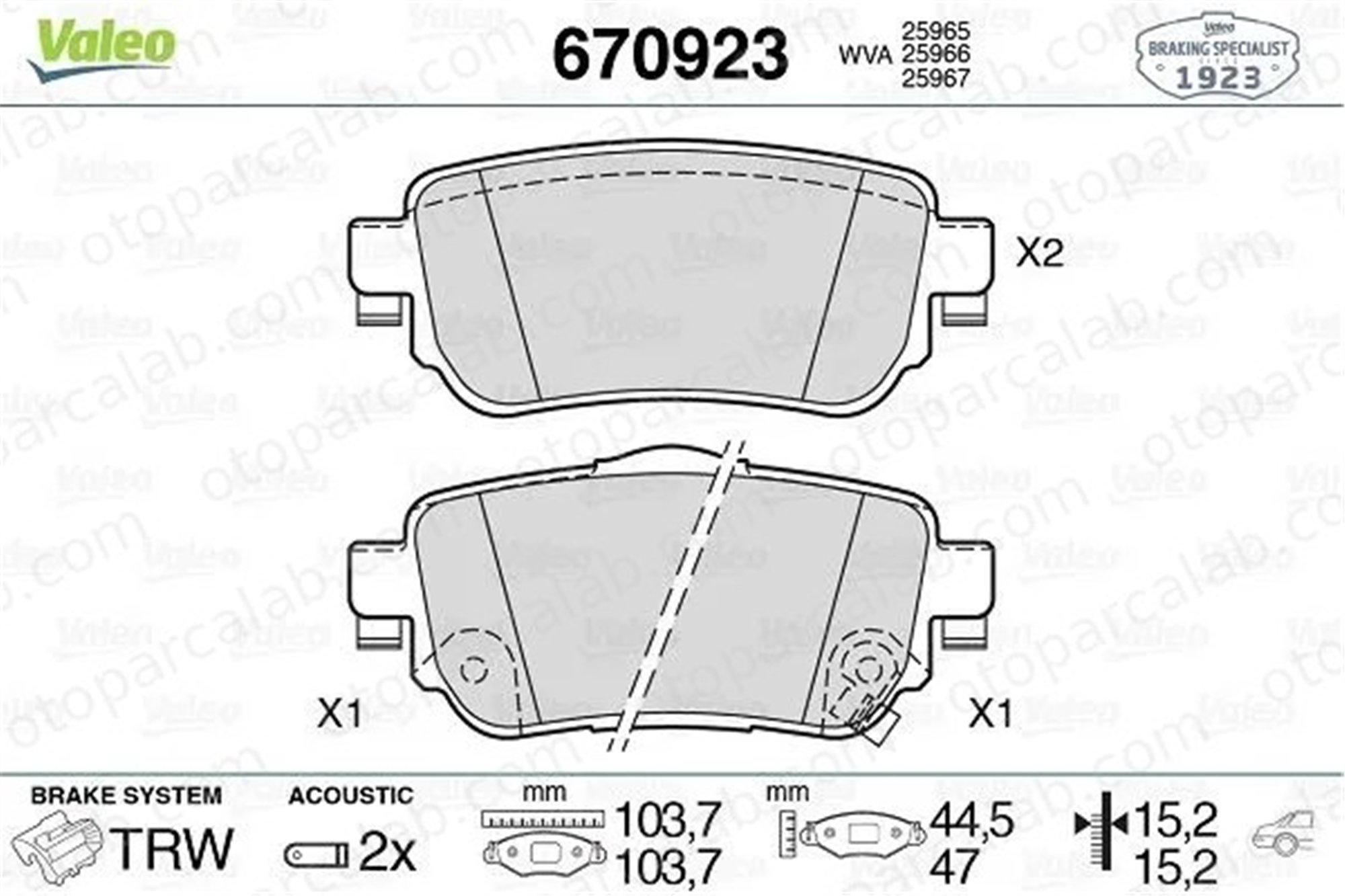 VALEO 670923 Fren Disk Balata Arka NISSAN X-TRAIL III RENAULT KADJAR 440605889R D40604CA0A