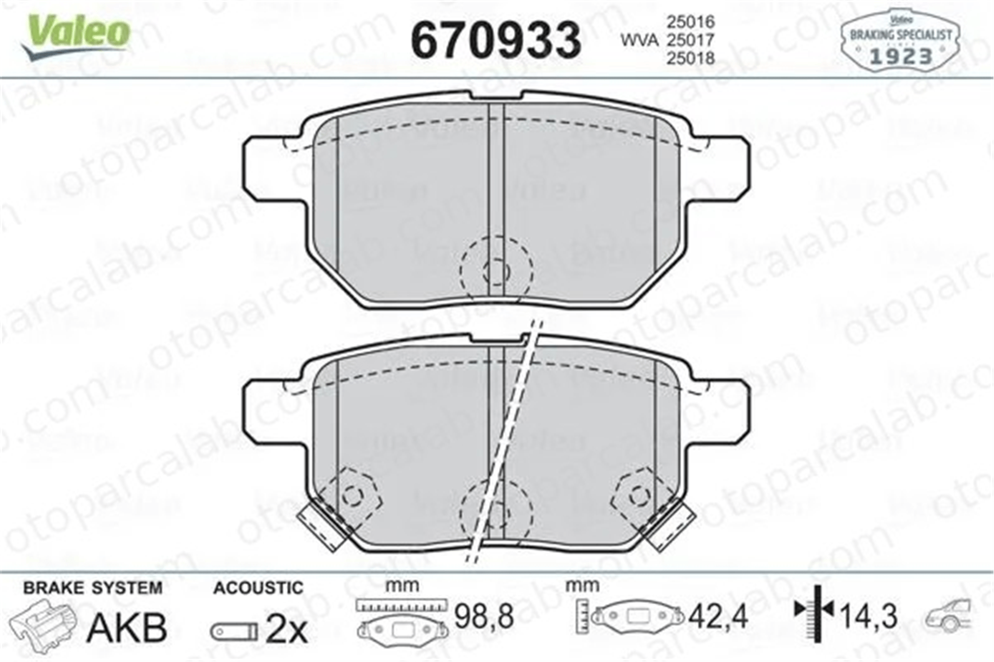 VALEO 670933 Fren Disk Balata Arka TOYOTA COROLLA Sedan AURIS 446612150 04466-12150