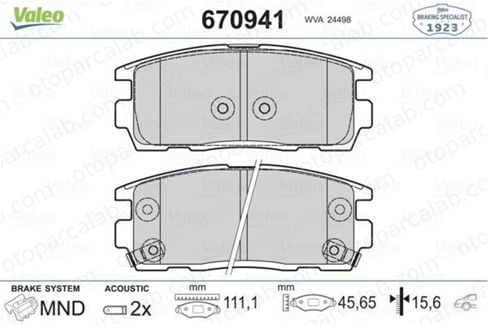 VALEO 670941 Fren Disk Balata Arka OPEL ANTARA A CHEVROLET CAPTIVA 96626076 19208345