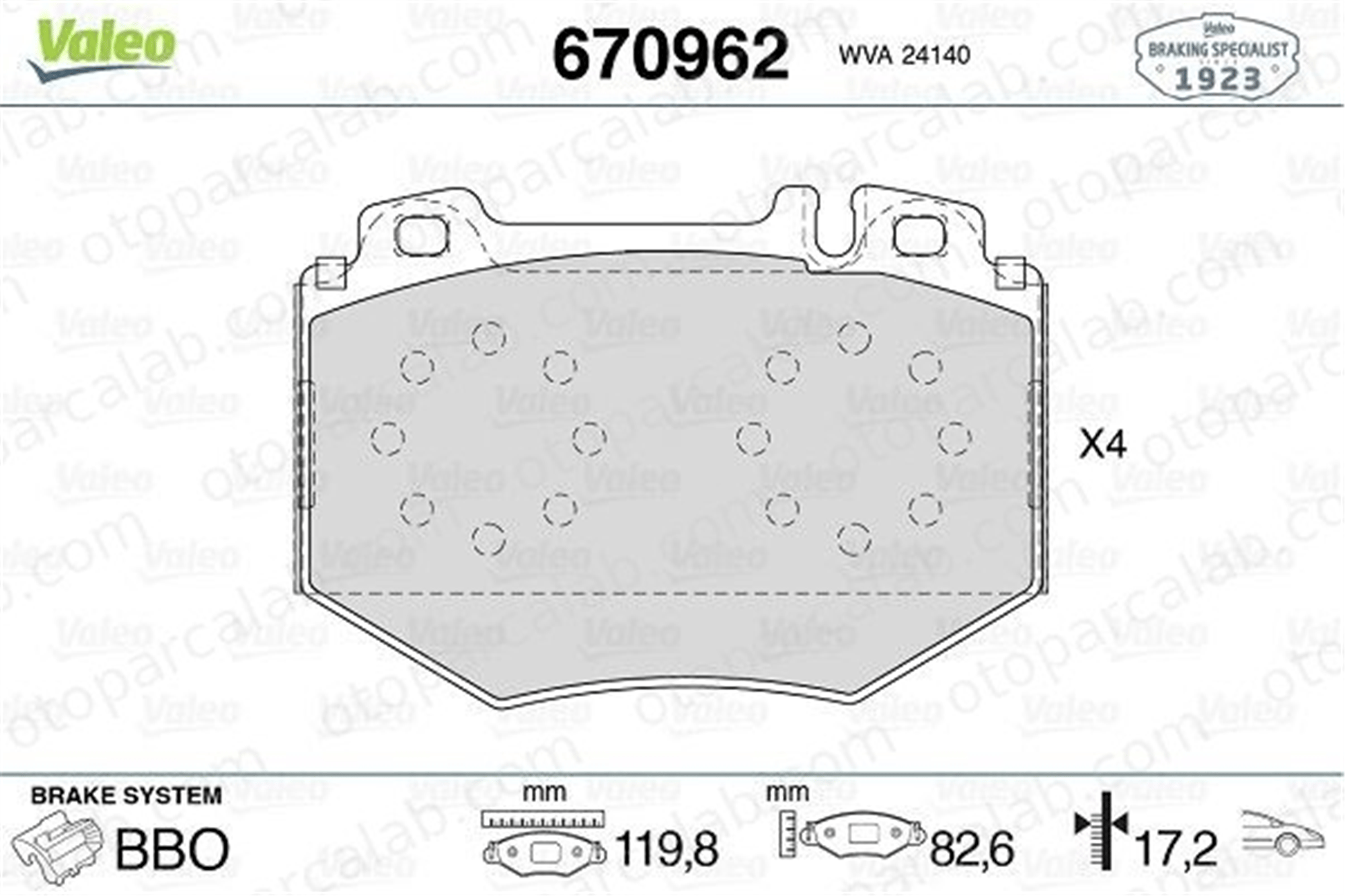 VALEO 670962 Fren Disk Balata Ön MERCEDES-BENZ S-SERISI 34203320 0034203320