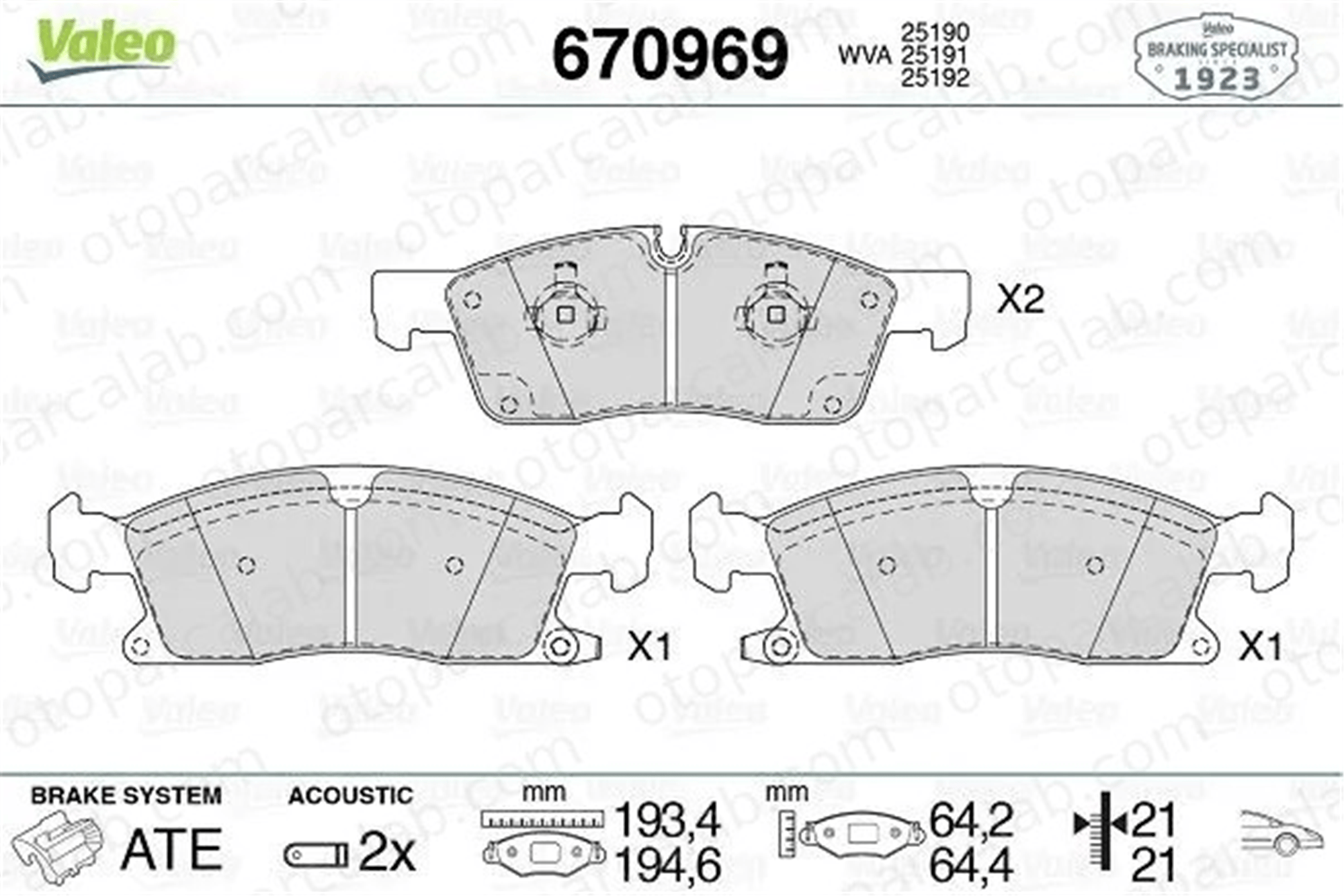 VALEO 670969 Fren Disk Balata Ön JEEP GRAND CHEROKEE IV DODGE DURANGO 68052370AA 68052370AB