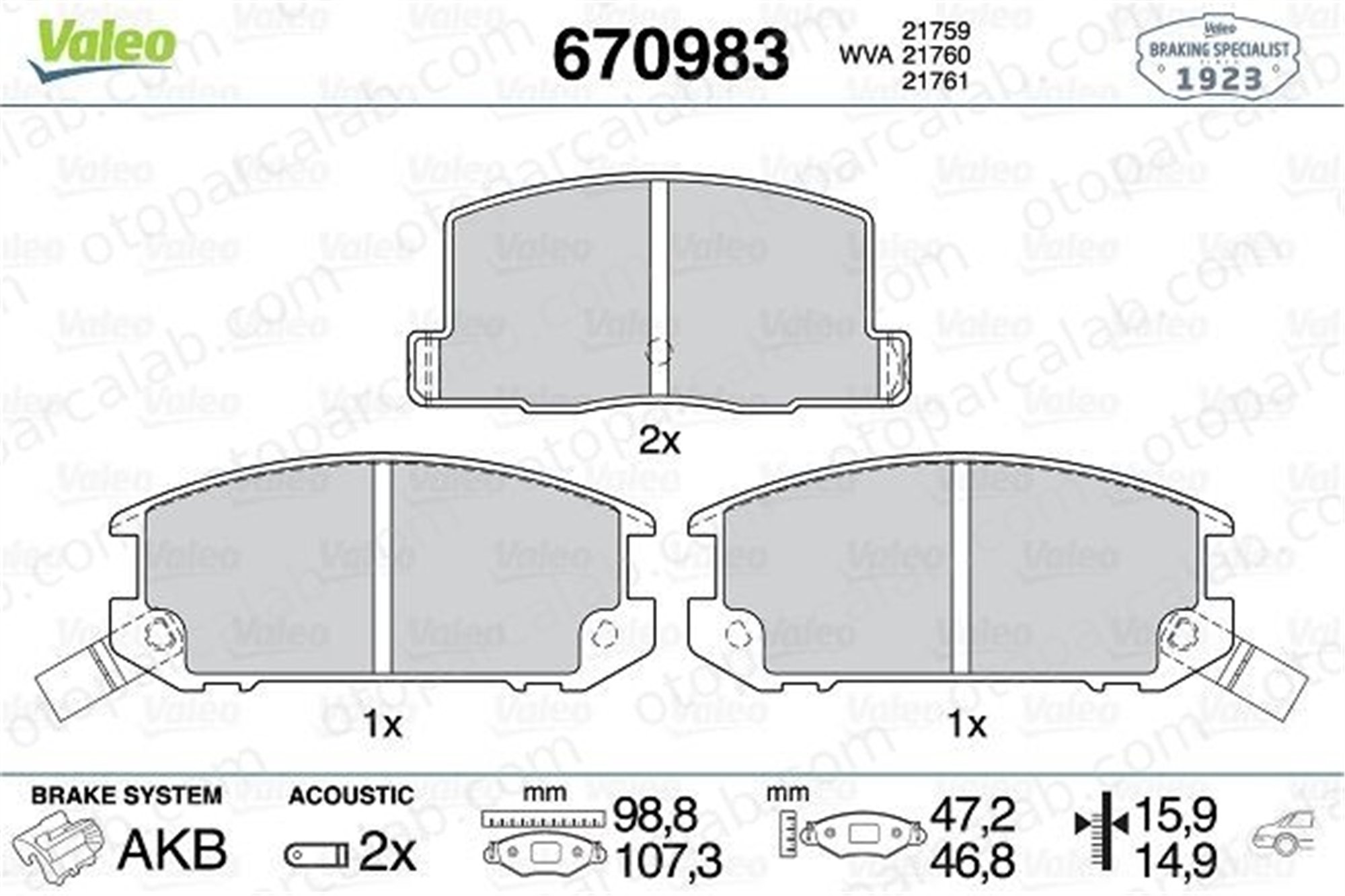 VALEO 670983 Fren Disk Balata Arka TOYOTA MR2 II MR2 I 446617020 04466-17020