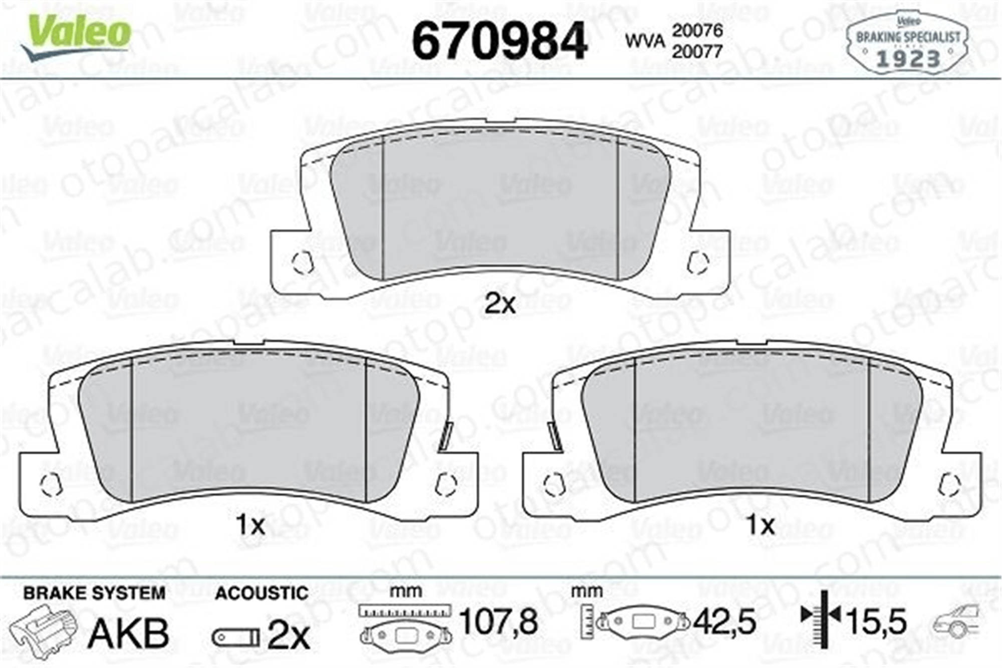 VALEO 670984 Fren Disk Balata Arka TOYOTA CAMRY CELICA Coupe 446612080 449220062
