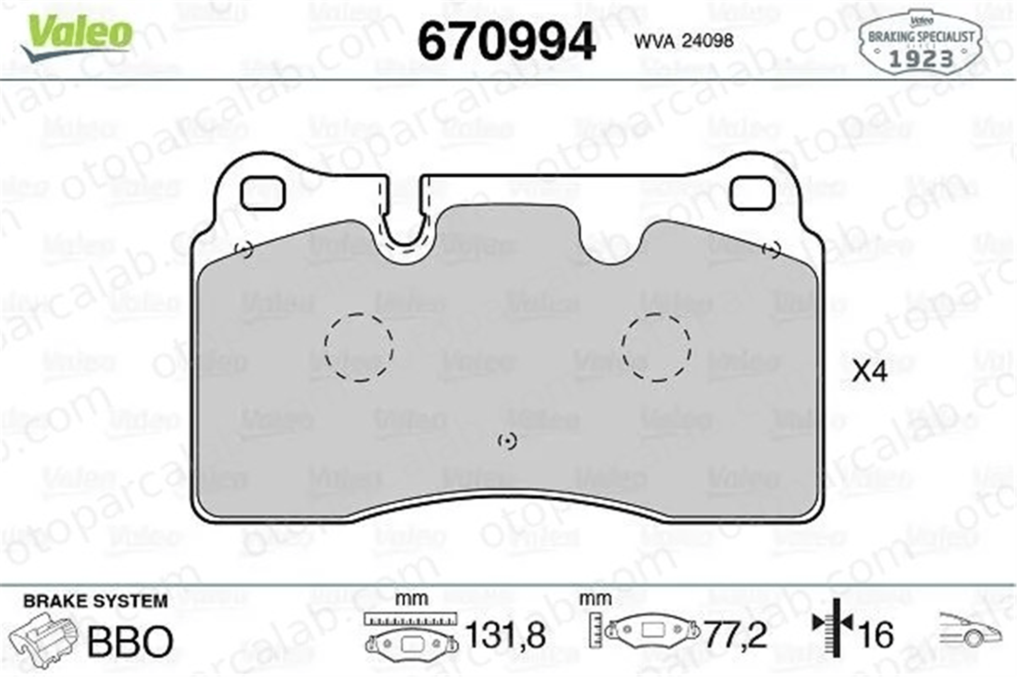 VALEO 670994 Fren Disk Balata Ön SEAT LEON ST VW TOUAREG 7L6698151E 8J0698151D