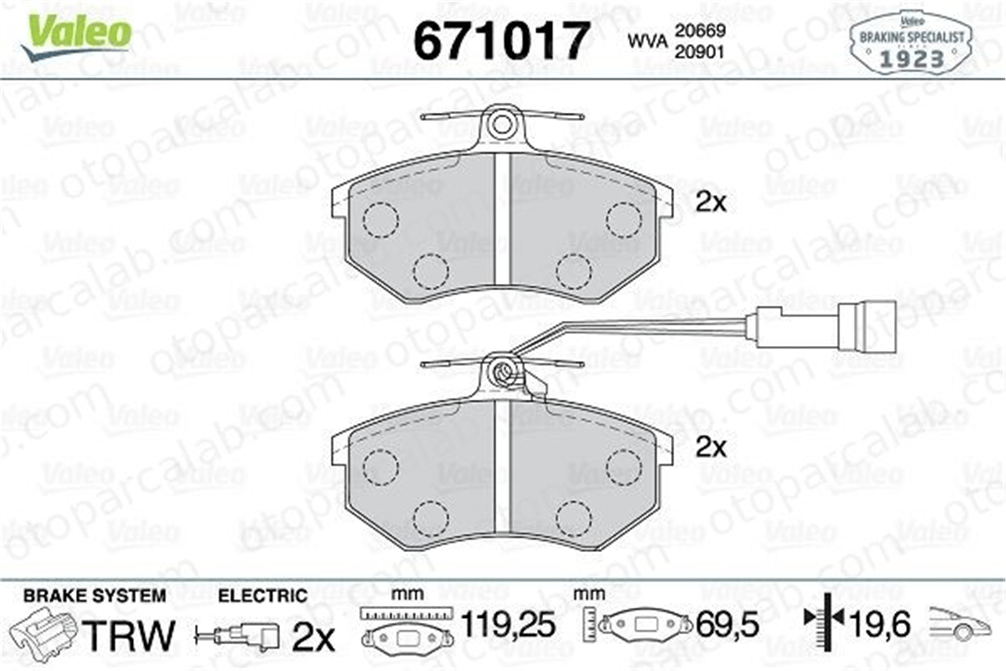 VALEO 671017 Fren Disk Balata Ön AUDI 100 C3 Avant 100 C3 Sedan 443698151F 431698151D