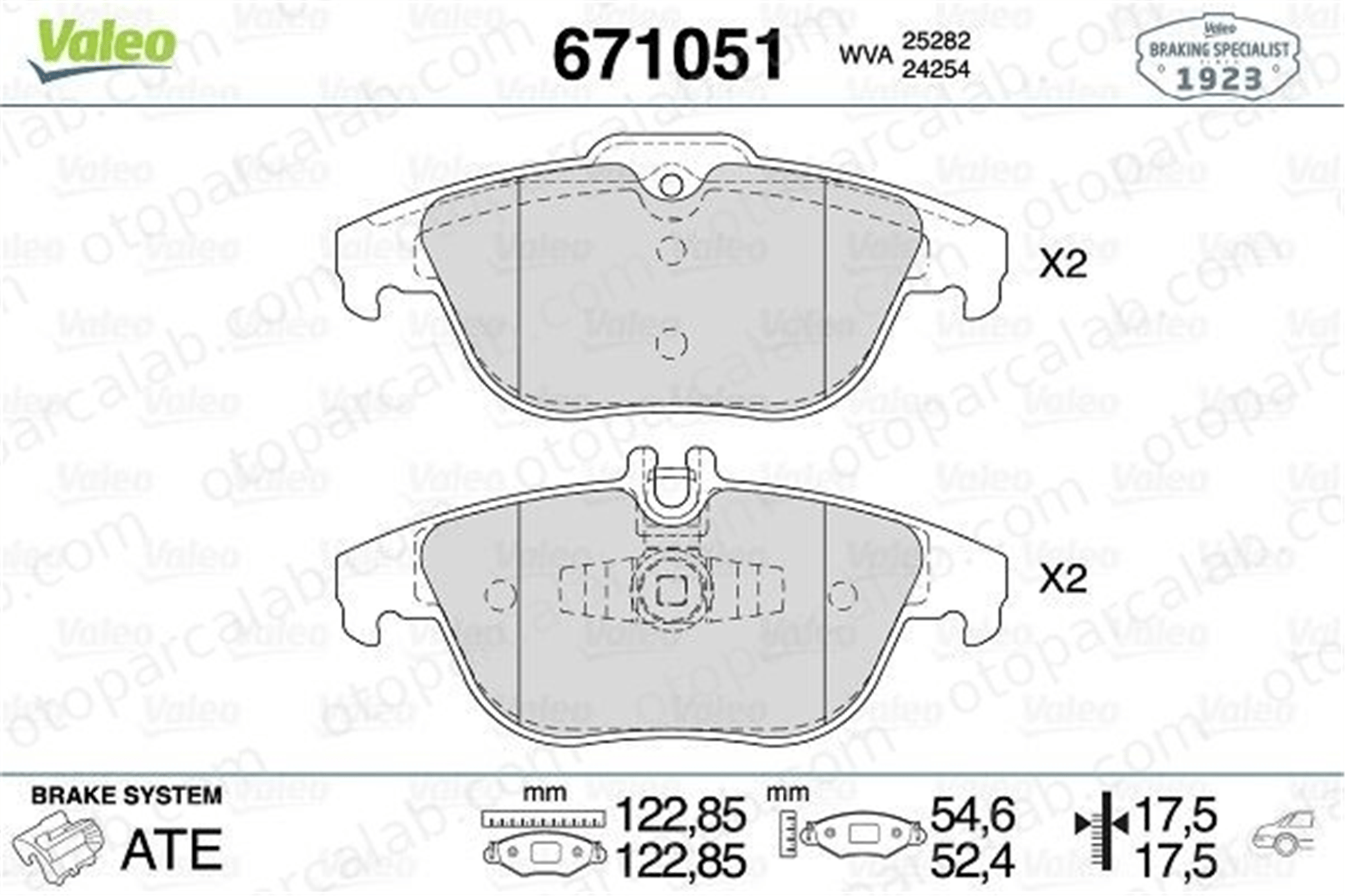 VALEO 671051 Fren Disk Balata Ön MERCEDES-BENZ GLK-SERISI C-SERISI 54204920 A0054204920