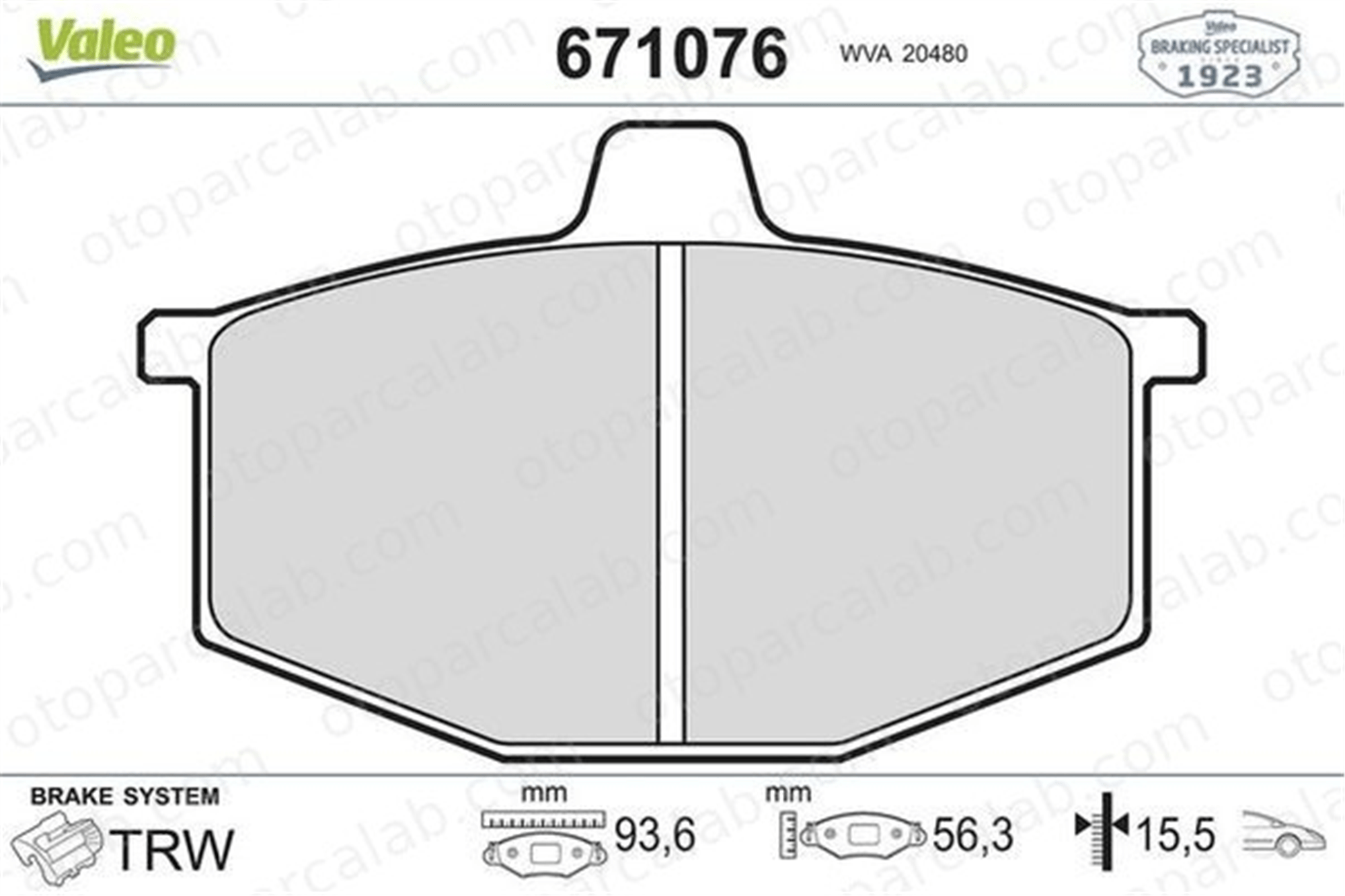 VALEO 671076 Fren Disk Balata Ön RENAULT 5 4 7701200734 7701201159