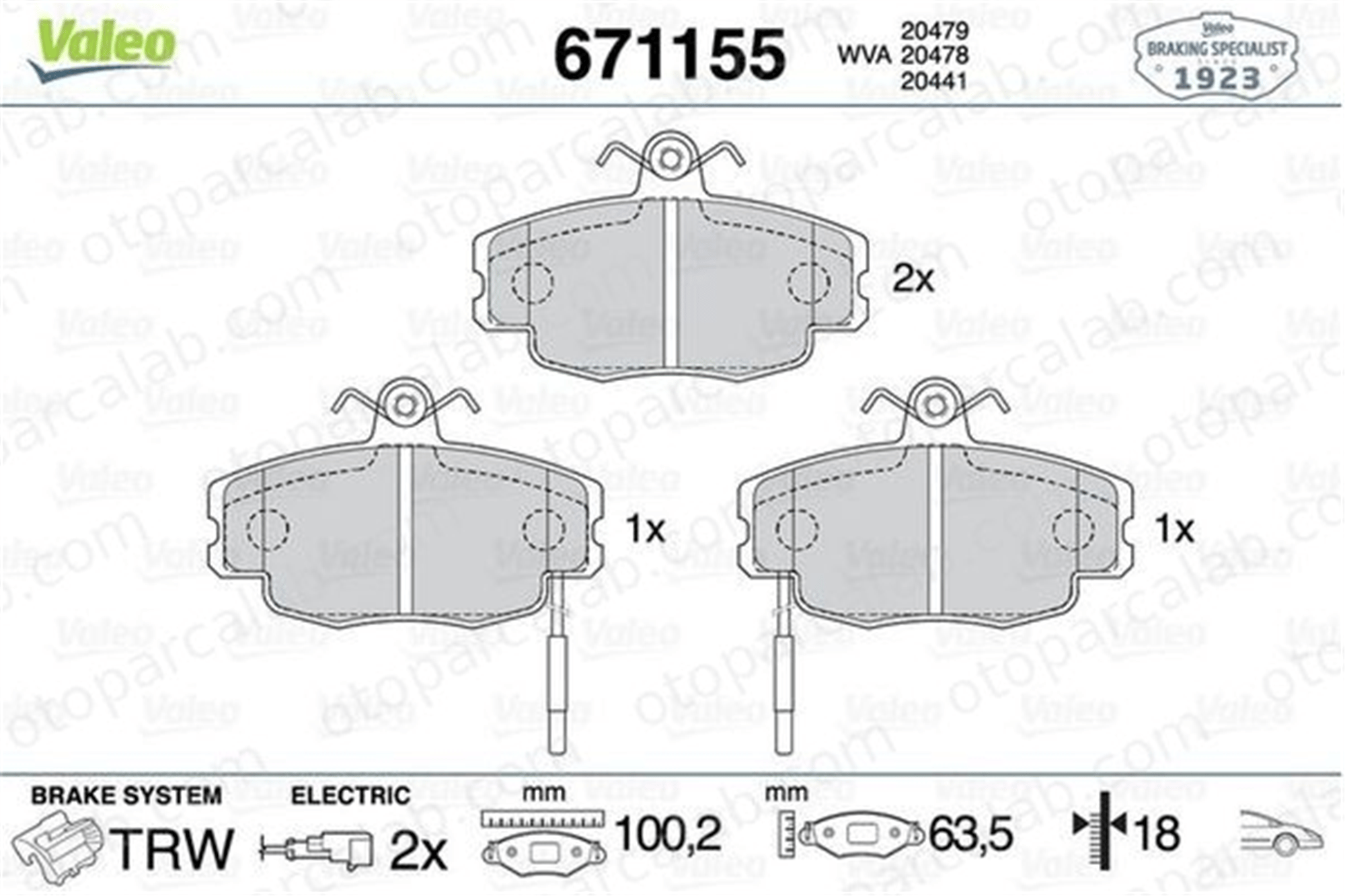 VALEO 671155 Fren Disk Balata Ön PEUGEOT 205 II 309 II 425041 425070