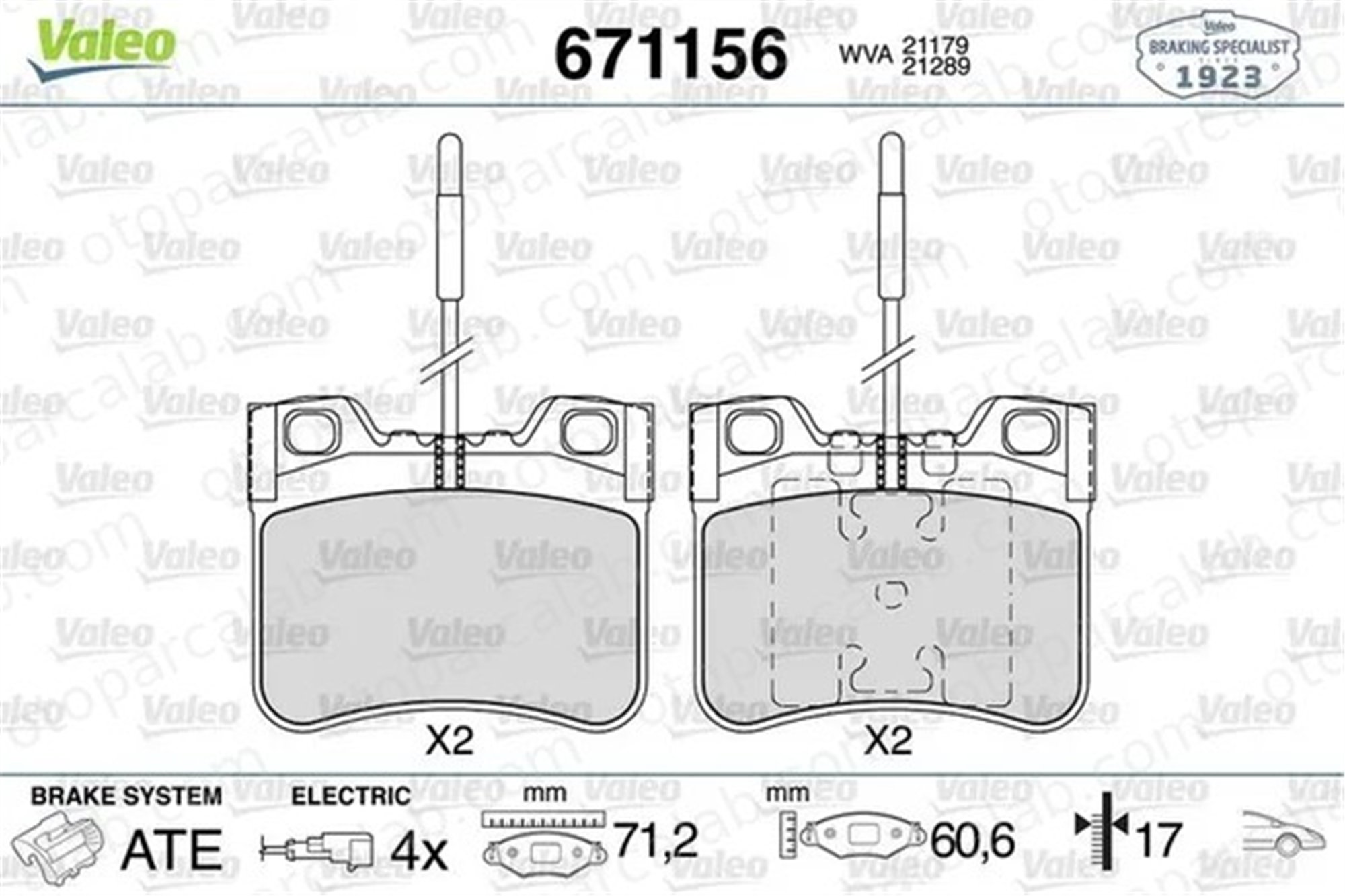 VALEO 671156 Fren Disk Balata Ön CITROËN AX PEUGEOT 106 I 425090 425321