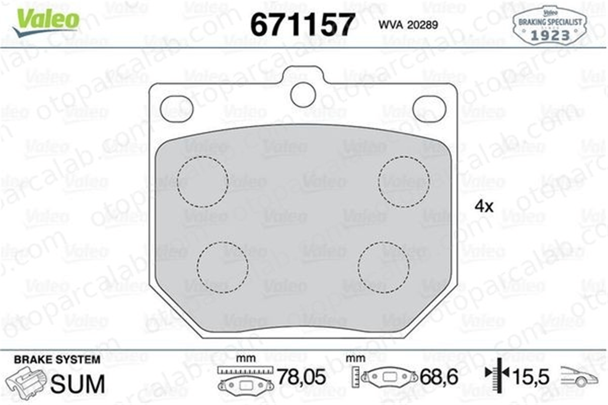 VALEO 671157 Fren Disk Balata Ön TOYOTA CAMRY CAMRY Station wagon 446520350 4106001W25