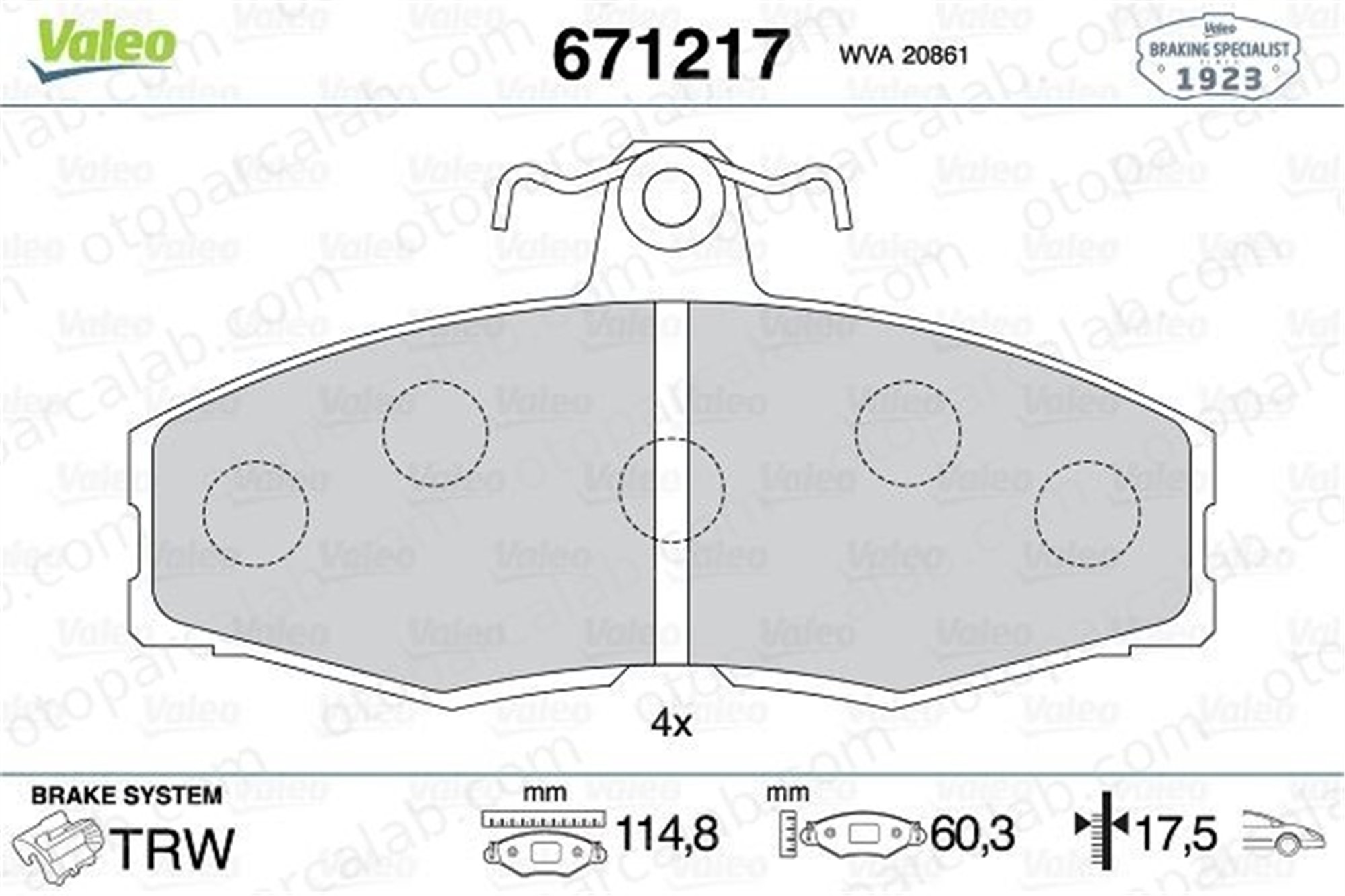 VALEO 671217 Fren Disk Balata Ön SKODA FAVORIT FORD SIERRA II Hatchback 1661468 5018981