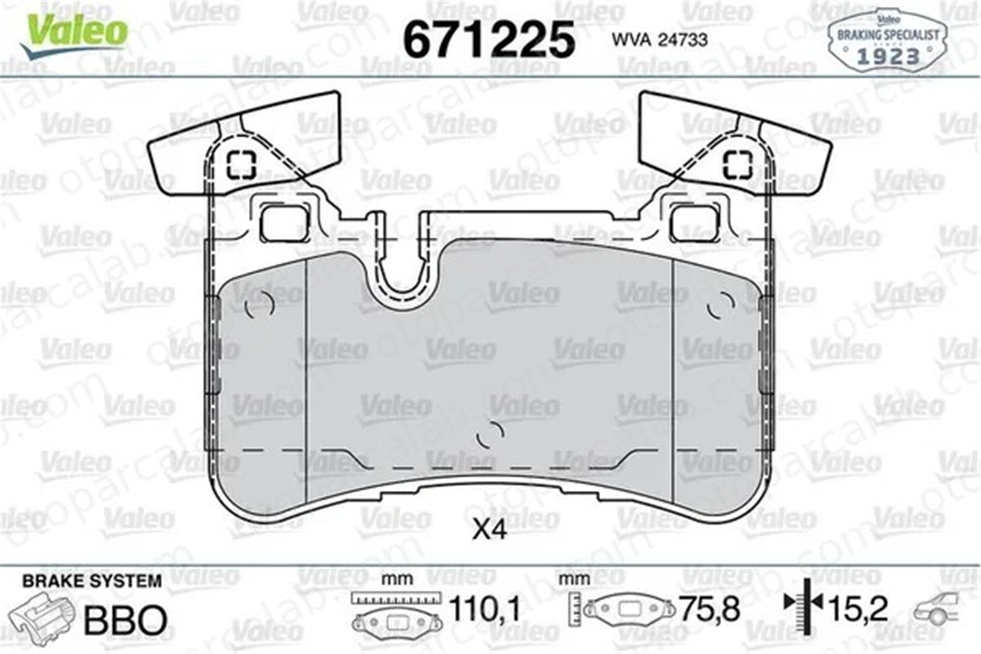 VALEO 671225 Fren Disk Balata Arka MERCEDES-BENZ E-SERISI E-SERISI T-Model A0054209020 4203400