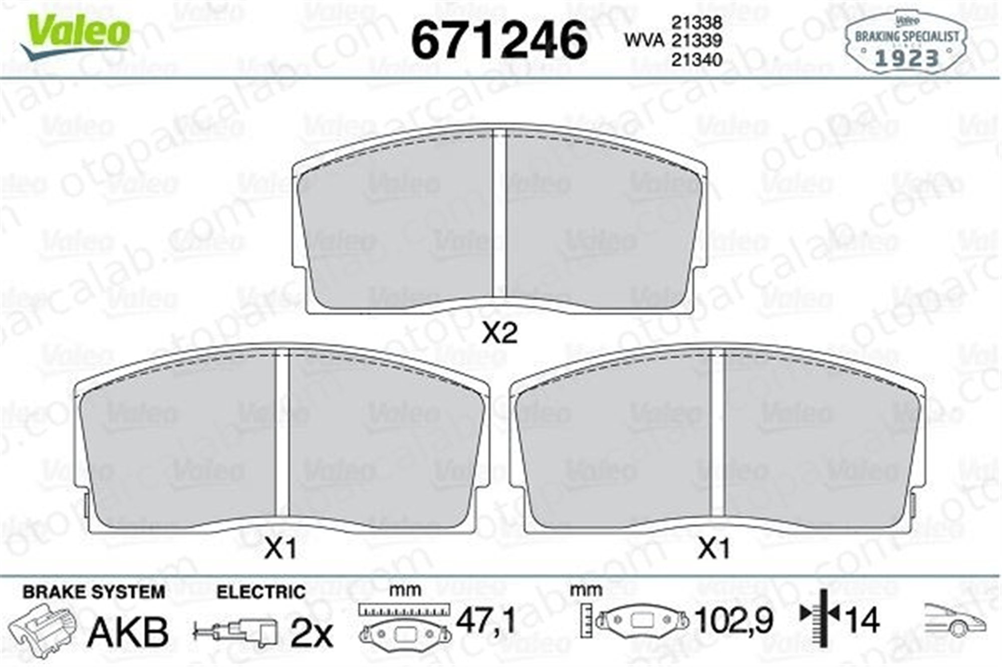 VALEO 671246 Fren Disk Balata Ön DAIHATSU CHARADE III APPLAUSE I Hatchback 449187103 04491-87103
