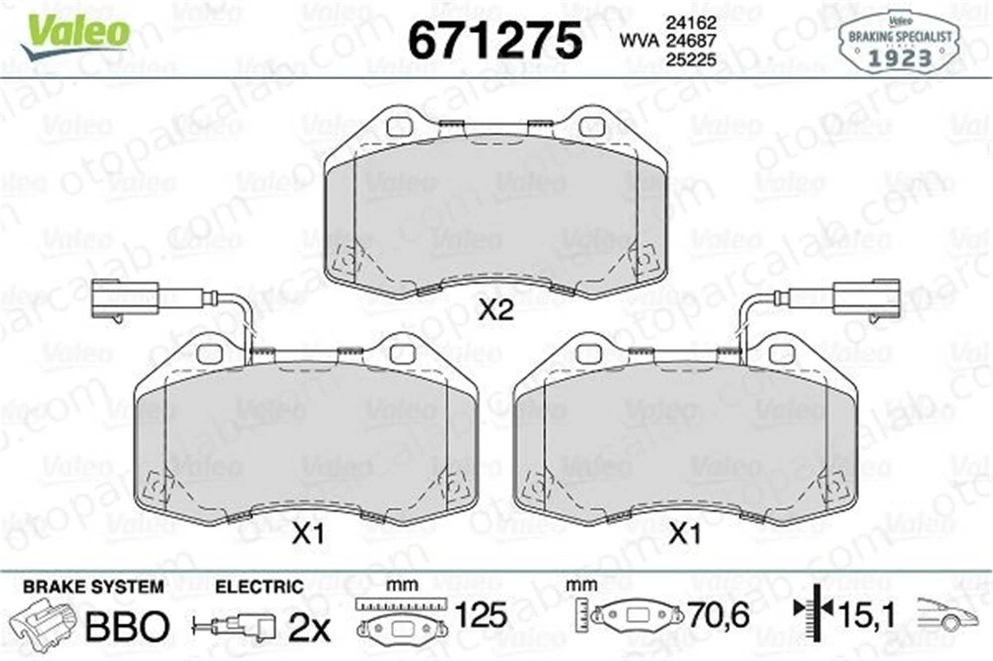 VALEO 671275 Fren Disk Balata Ön ALFA ROMEO MITO ABARTH GRANDE PUNTO 51934099 77365672