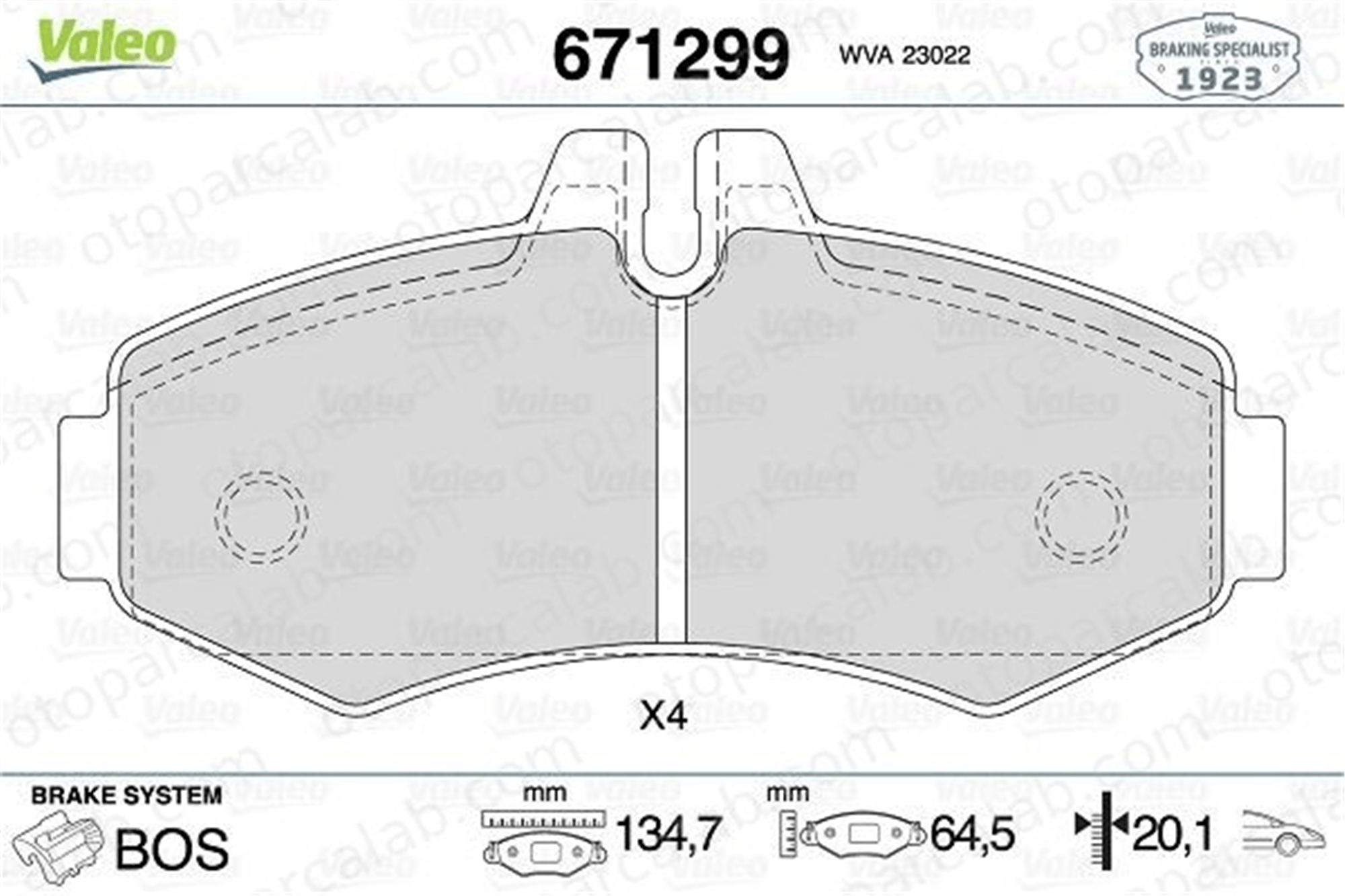 VALEO 671299 Fren Disk Balata Ön MERCEDES-BENZ VITO Minibüs/Otobüs VITO Panelvan/Van 4214110 0004214110