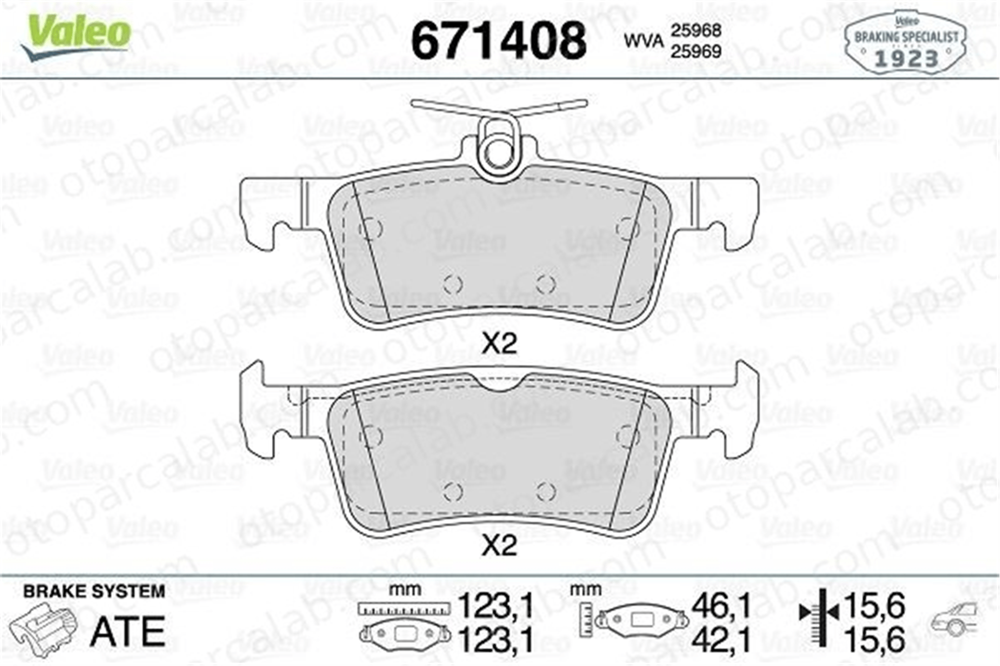 VALEO 671408 Fren Disk Balata Arka PEUGEOT 308 II 308 SW II 1611331480 1647875880