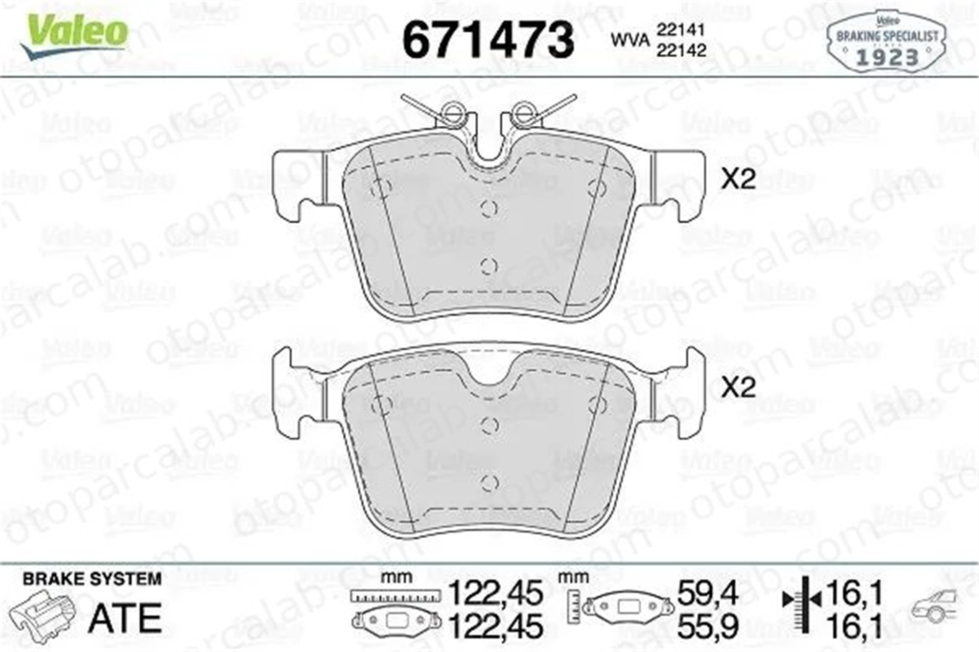 VALEO 671473 Fren Disk Balata Arka VOLVO XC60 II V90 II Station wagon LR061385 J9C14009