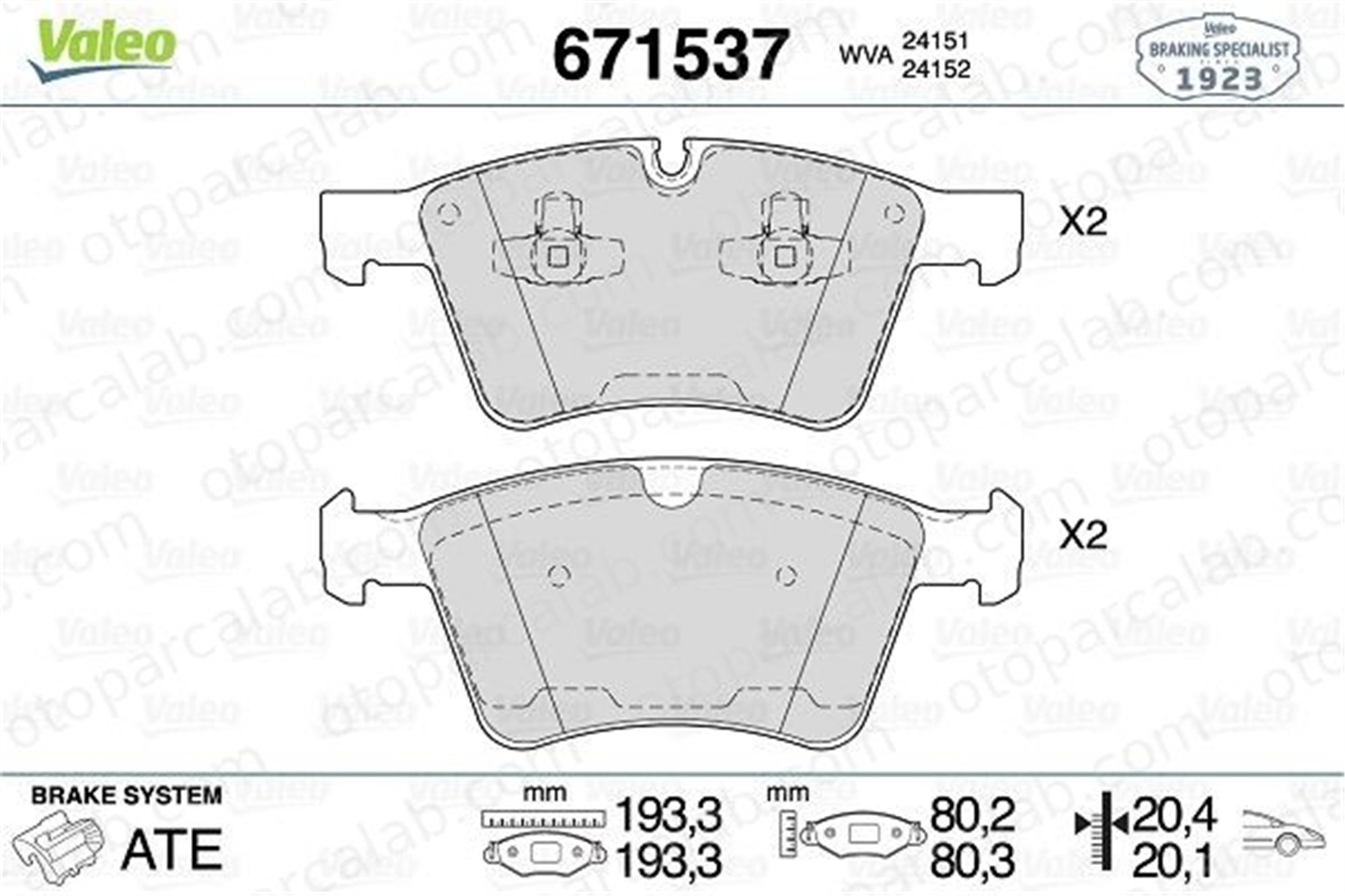 VALEO 671537 Fren Disk Balata Ön MERCEDES-BENZ GL-SERISI R-SERISI A1644201320 1644201320