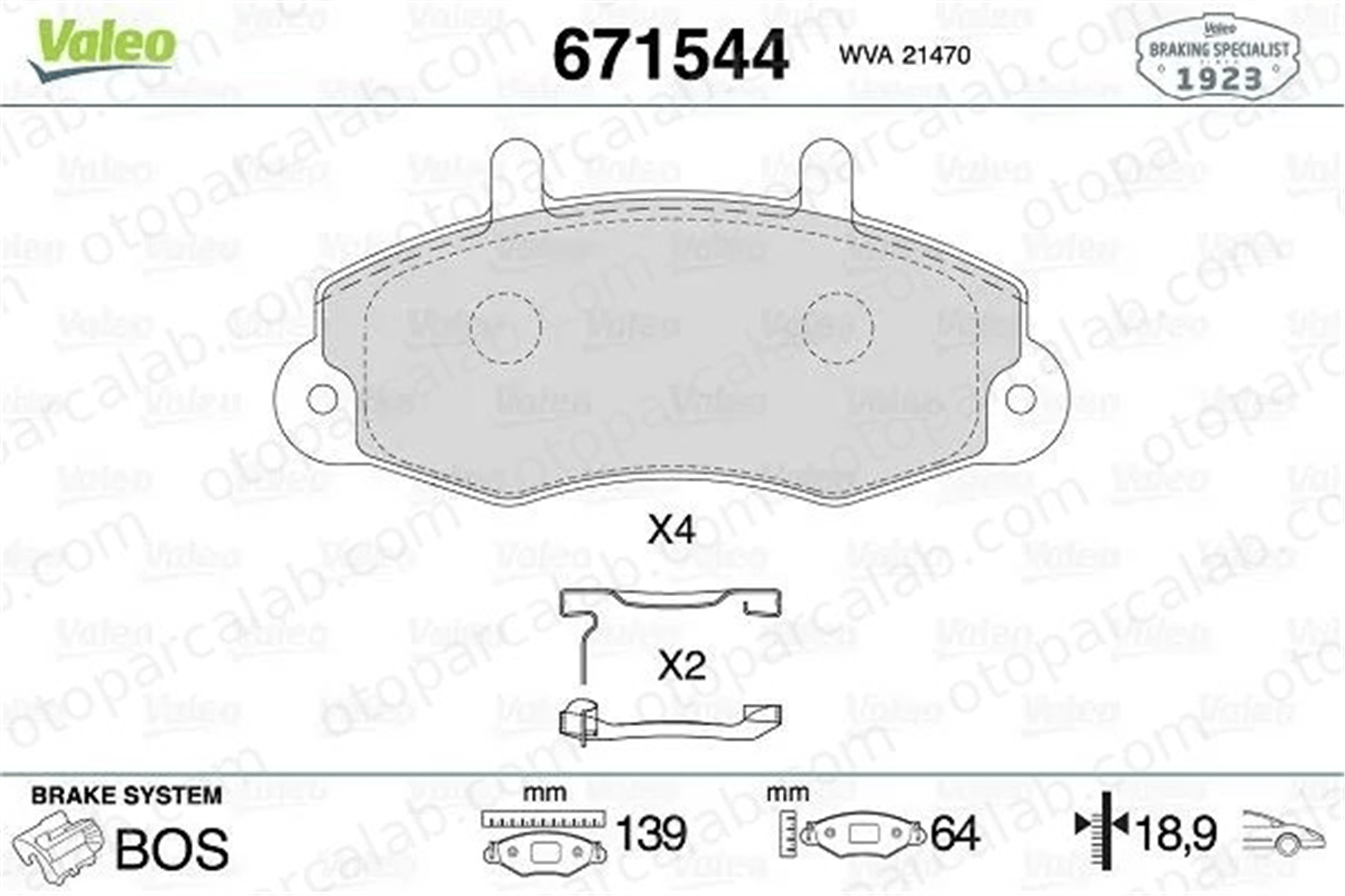 VALEO 671544 Fren Disk Balata Ön FORD TRANSIT Minibüs/Otobüs TRANSIT Panelvan/Van 1074971 1134158