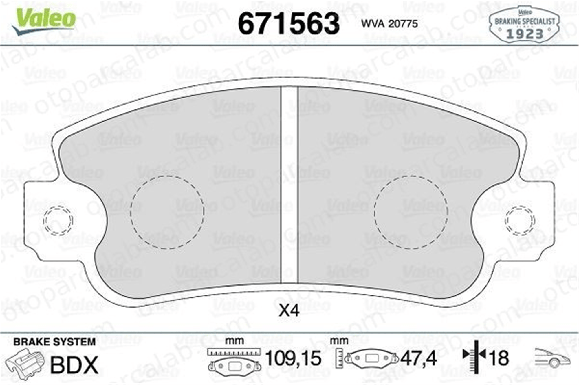 VALEO 671563 Fren Disk Balata Ön FIAT PANDA UNO 791906 5892312